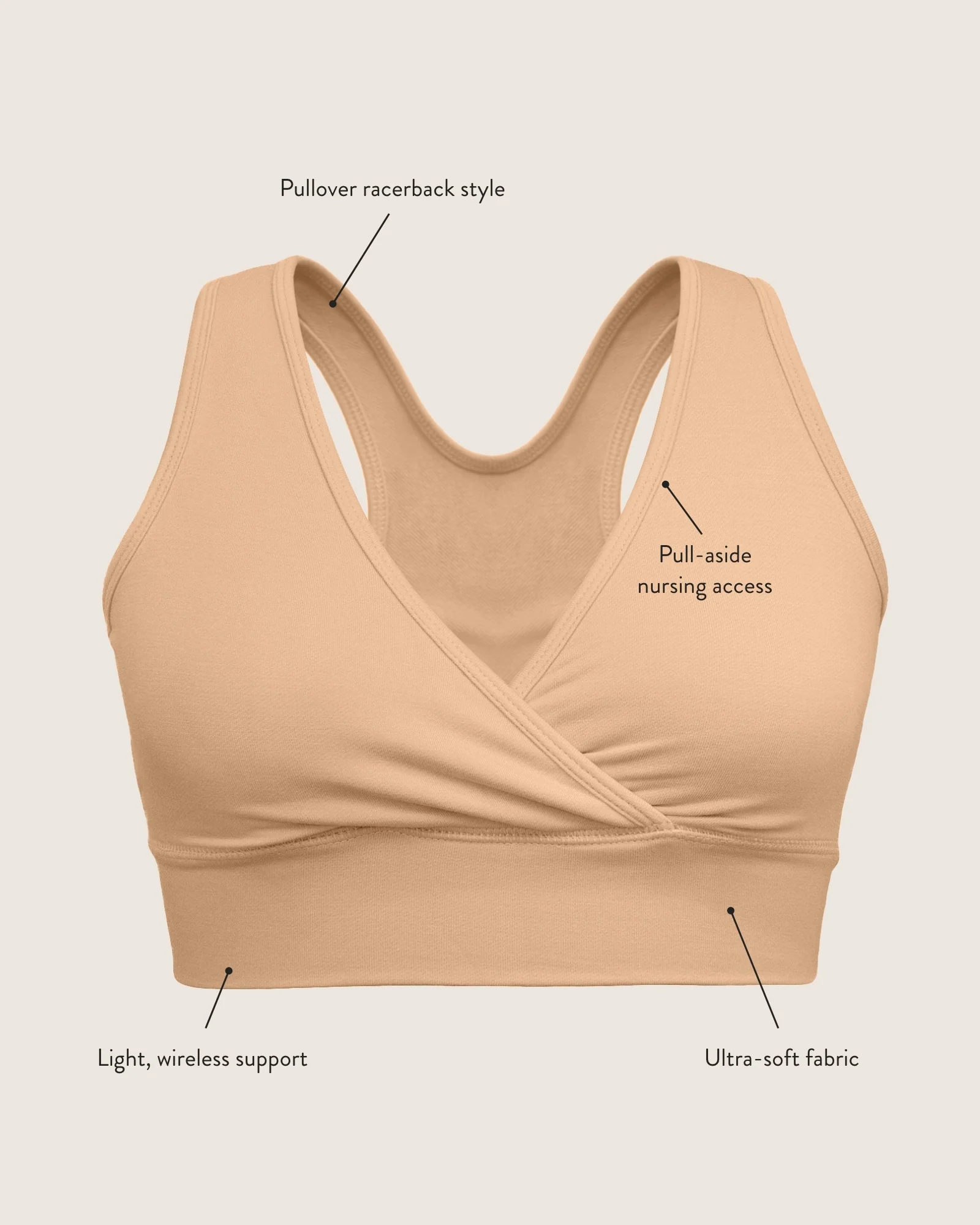 French Terry Racerback Nursing & Sleep Bra | Grey Heather - Image 5