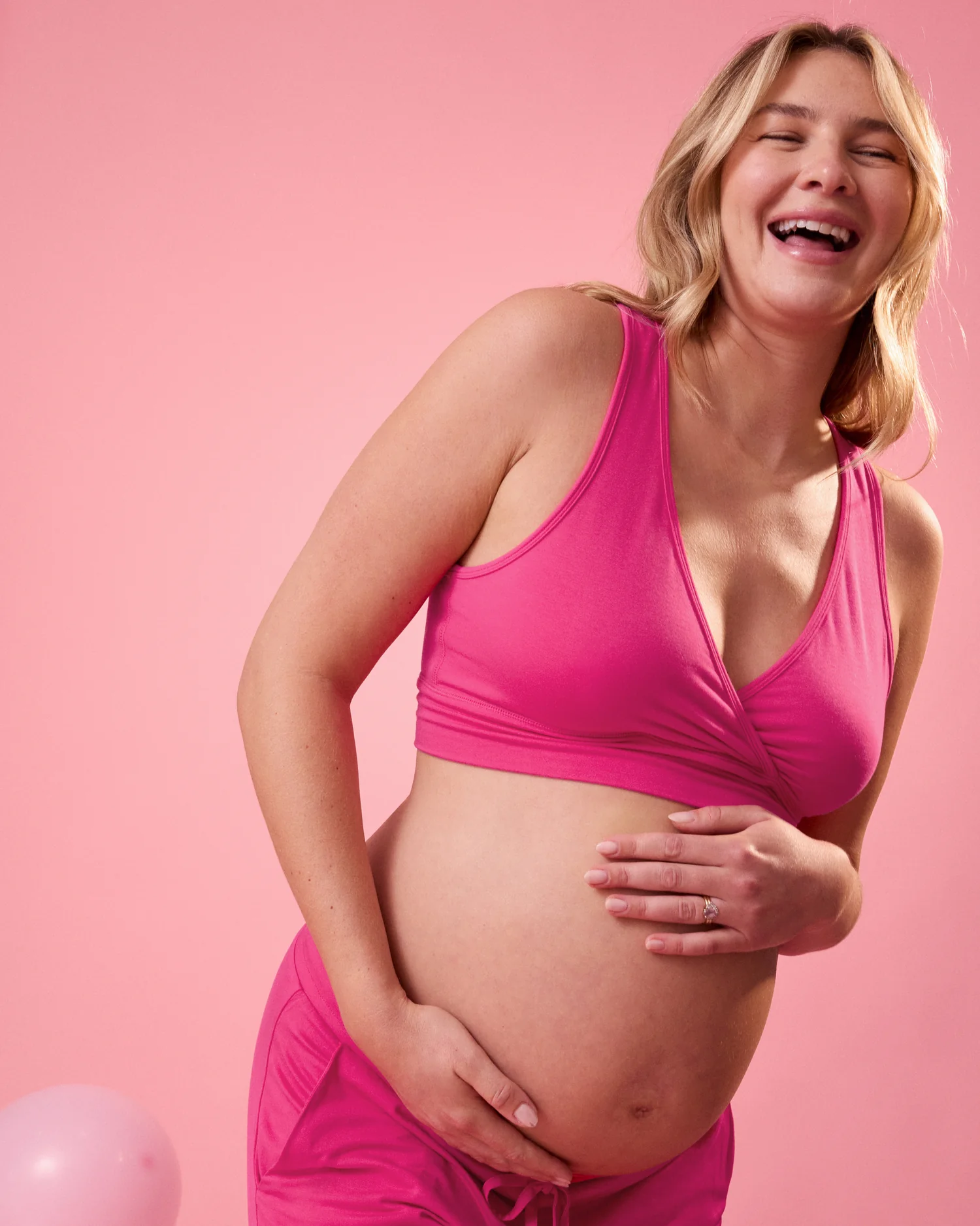 French Terry Racerback Nursing & Sleep Bra | Raspberry Pink - Image 3