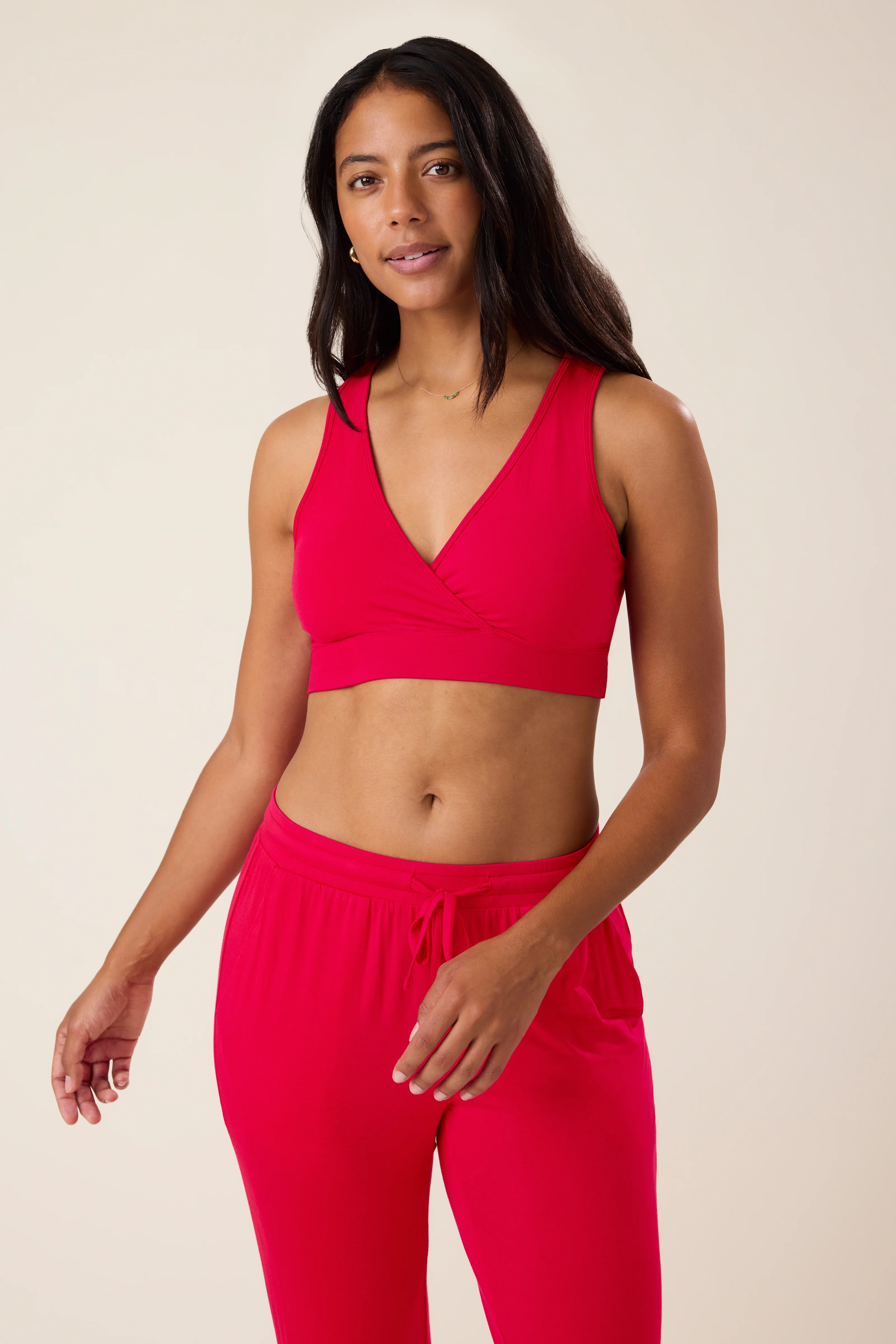 French Terry Racerback Nursing & Sleep Bra | Red - Image 3