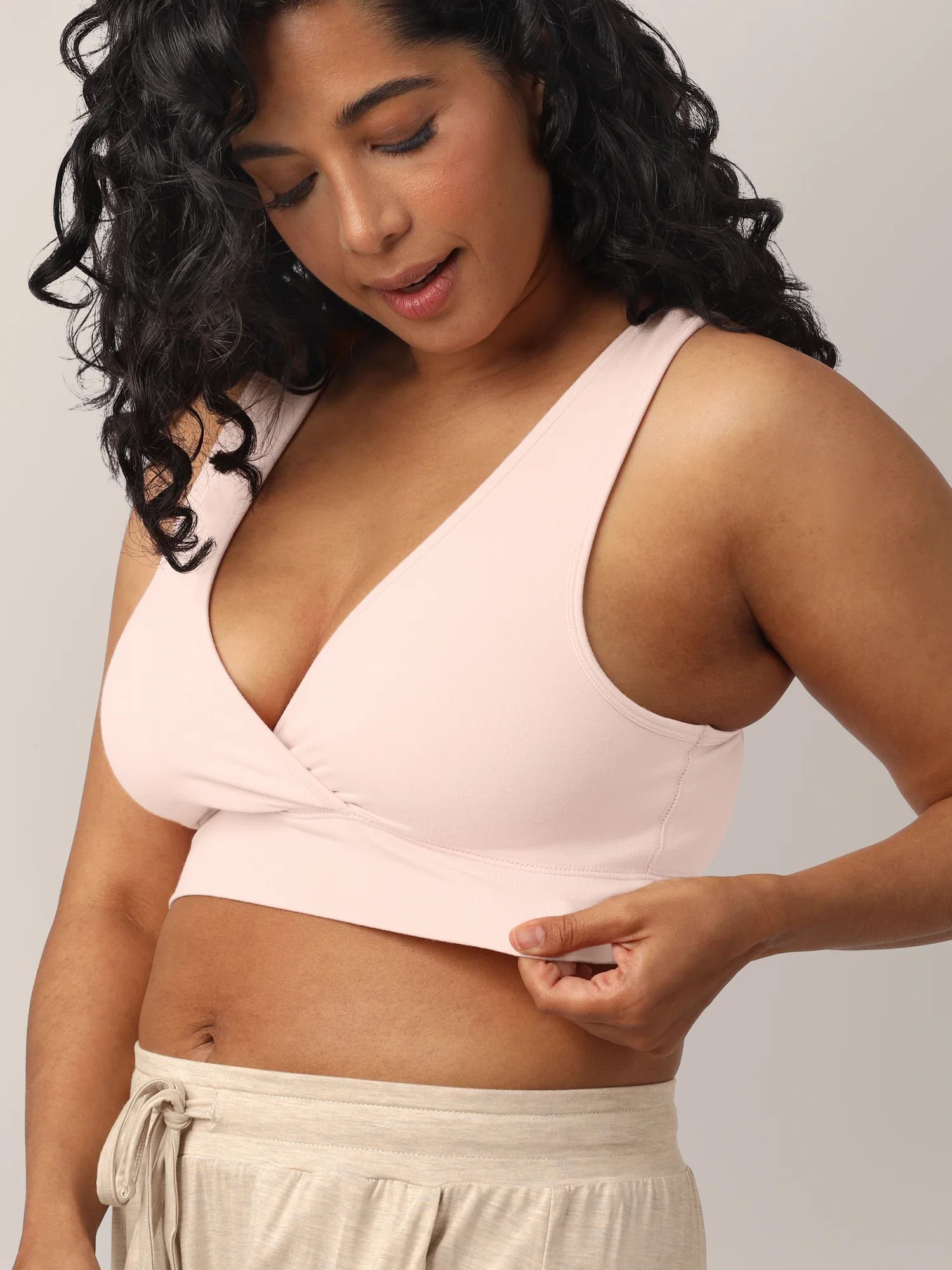 French Terry Racerback Nursing & Sleep Bra | Soft Pink - Image 2