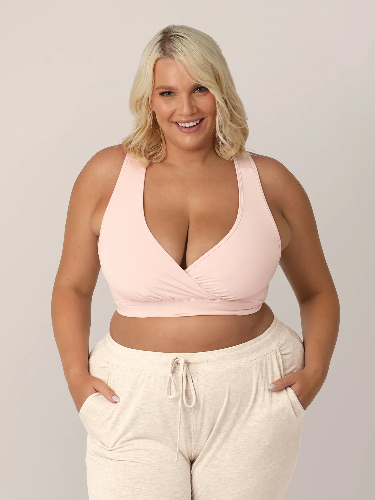 French Terry Racerback Nursing & Sleep Bra | Soft Pink - Image 3