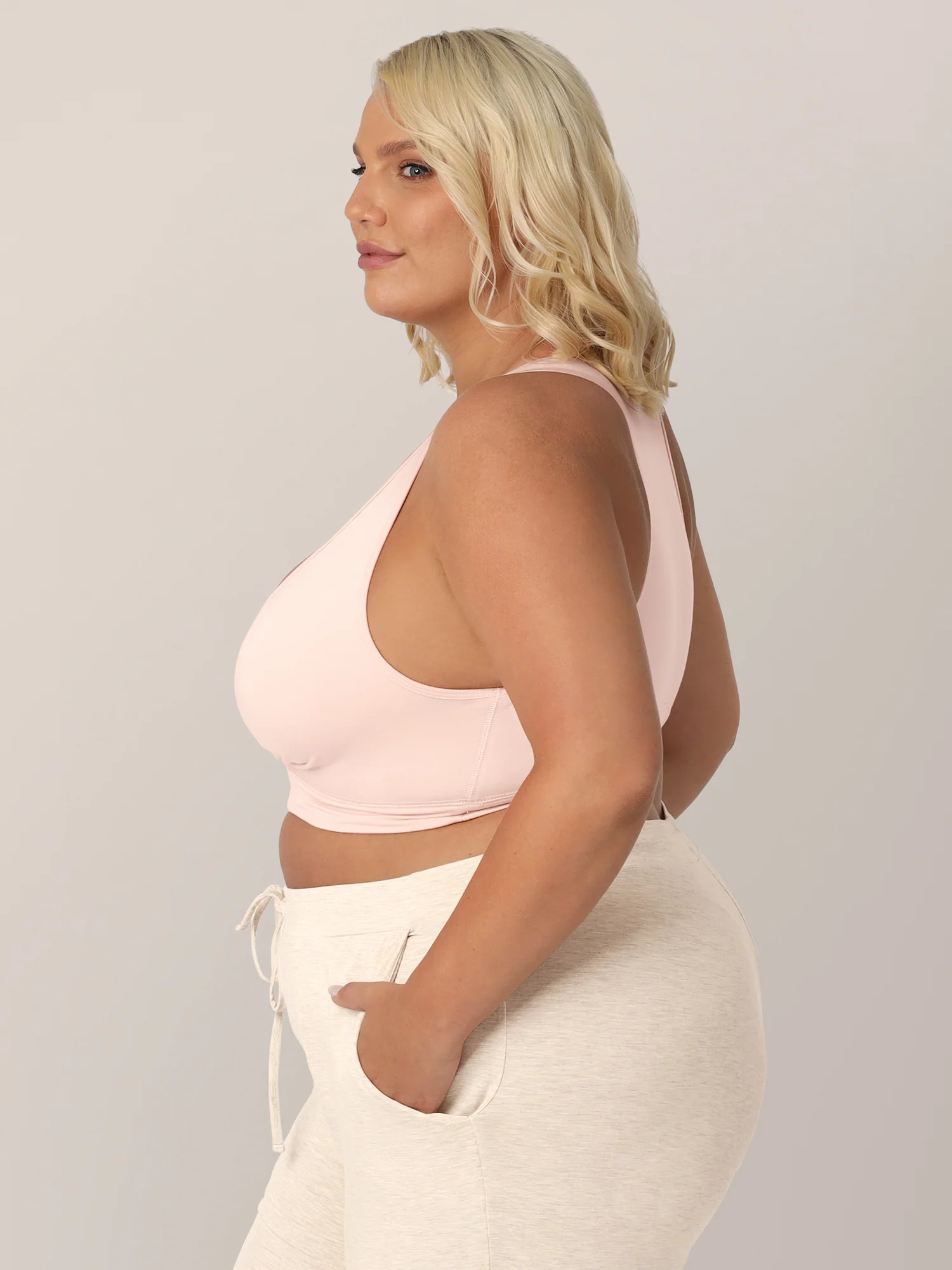 French Terry Racerback Nursing & Sleep Bra | Soft Pink - Image 4