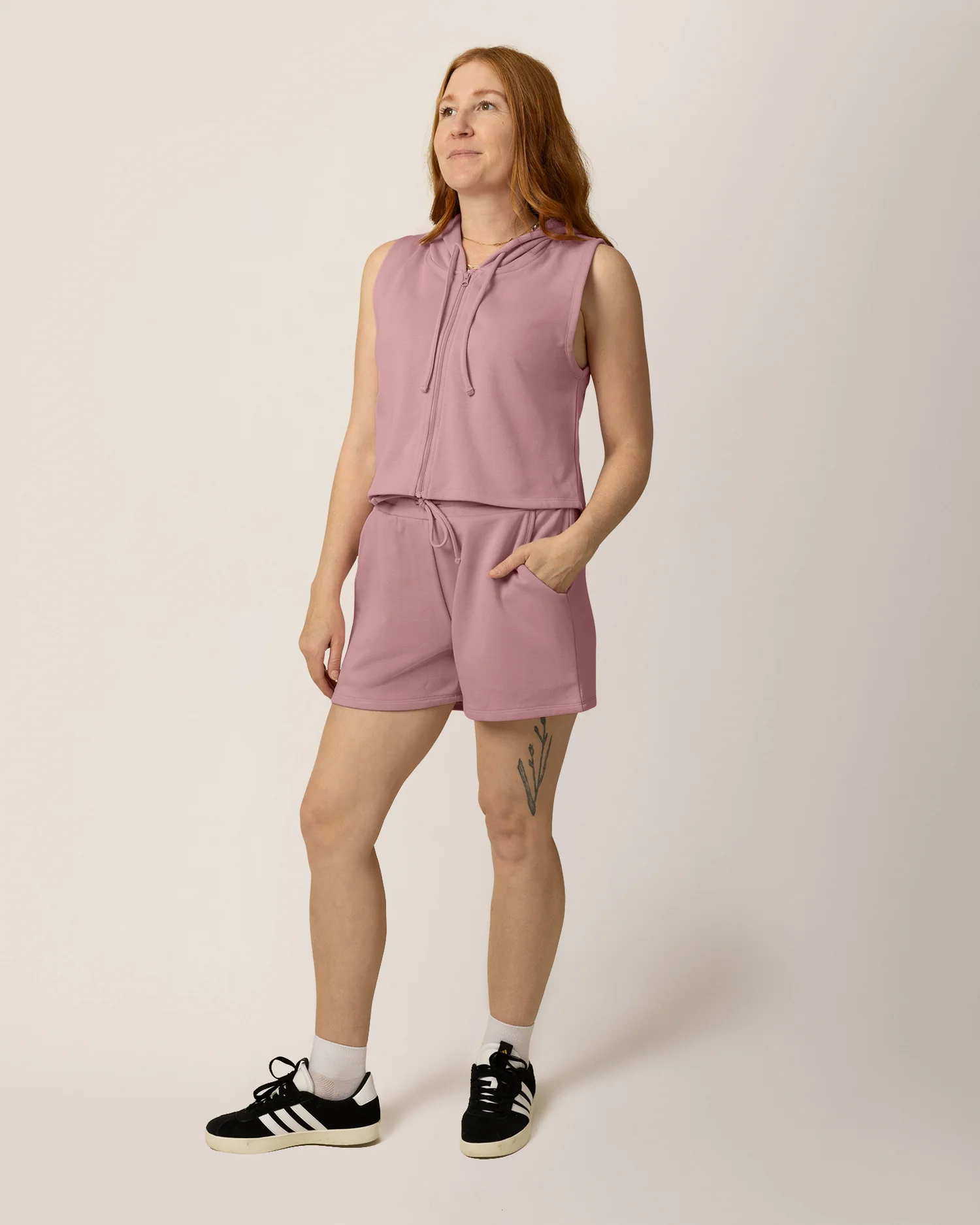 French Terry Sleeveless Nursing Hoodie | Light Mauve - Image 2