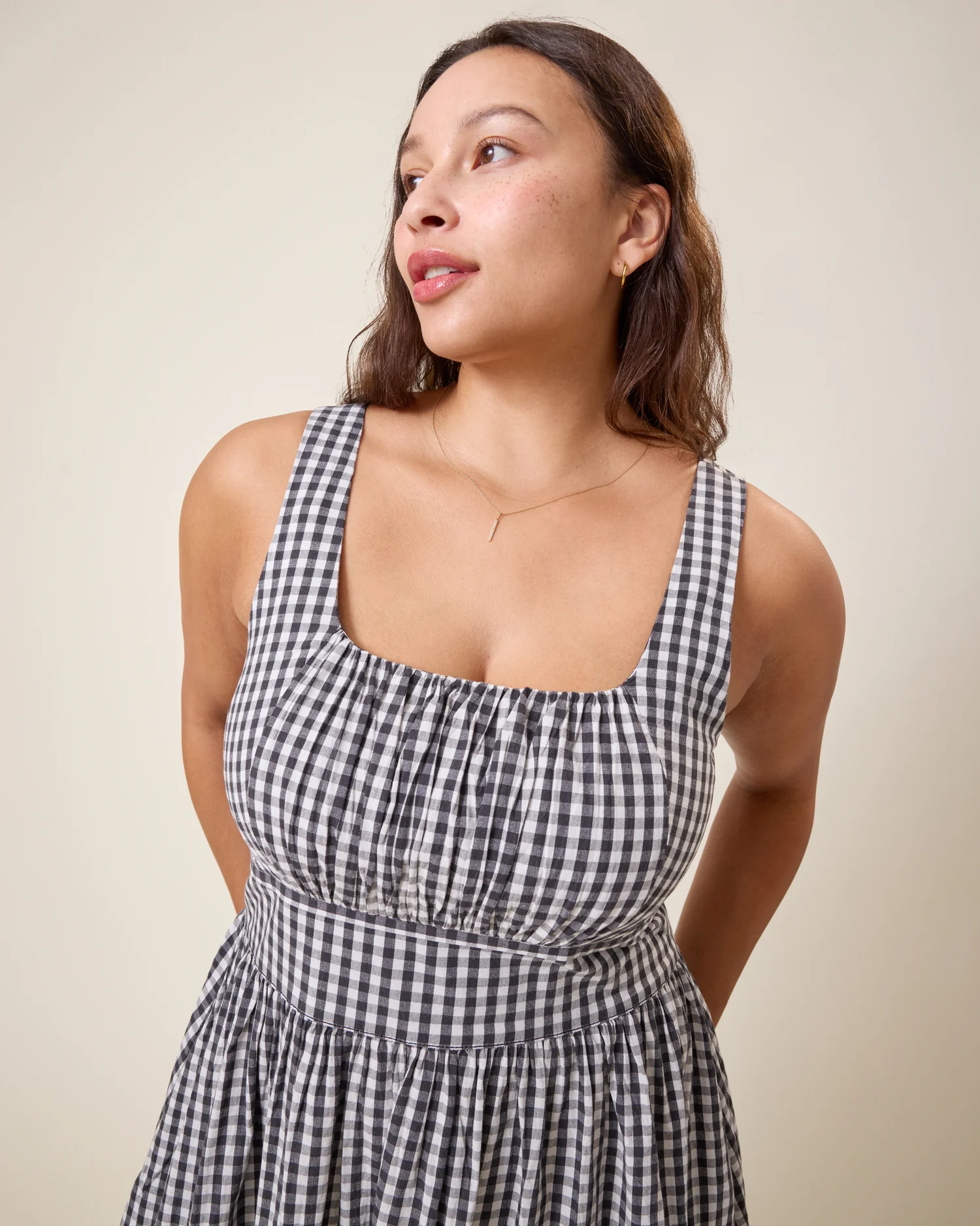 Gracie Poplin Nursing Midi Dress | Black & White Gingham - Image 4