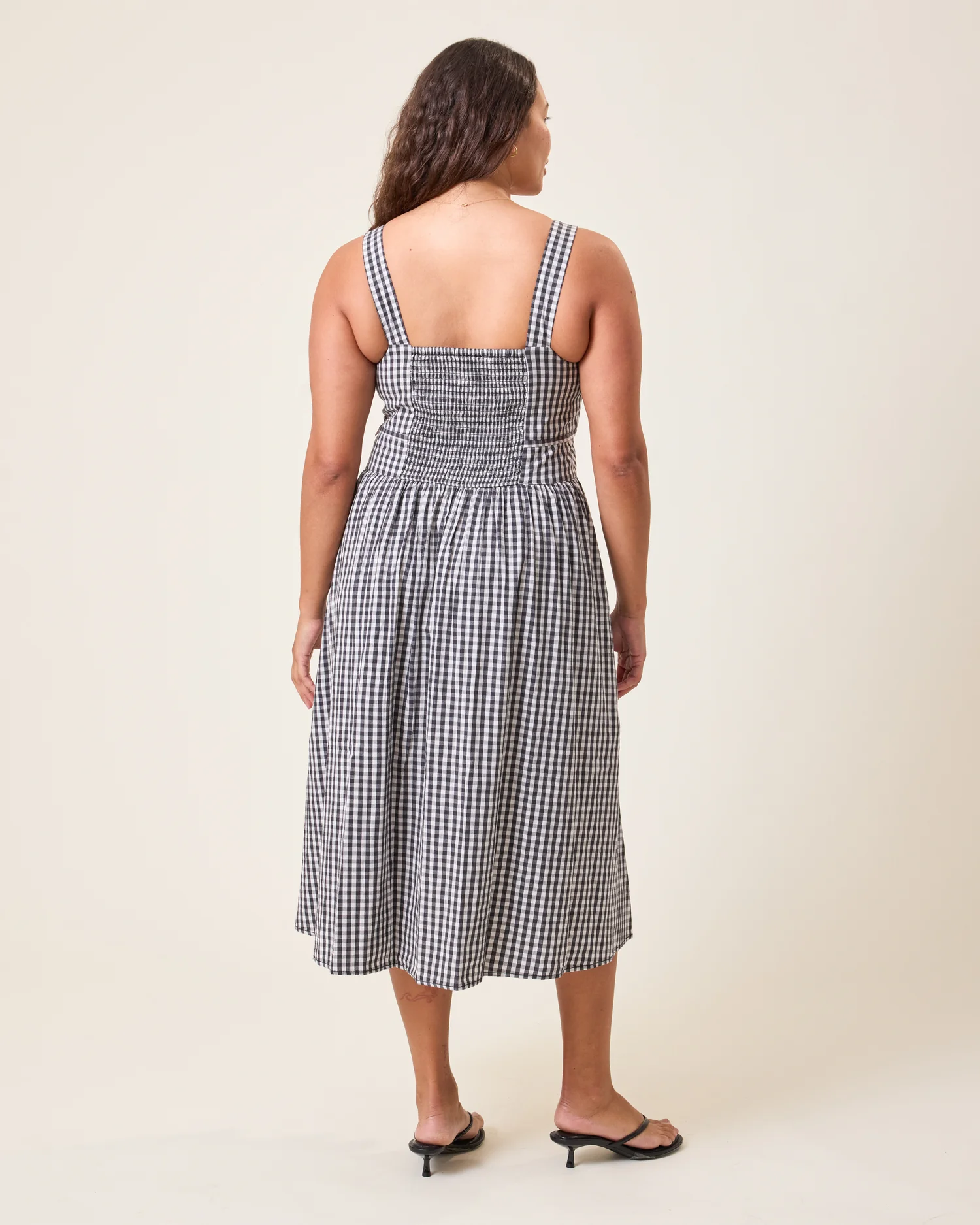 Gracie Poplin Nursing Midi Dress | Black & White Gingham - Image 6