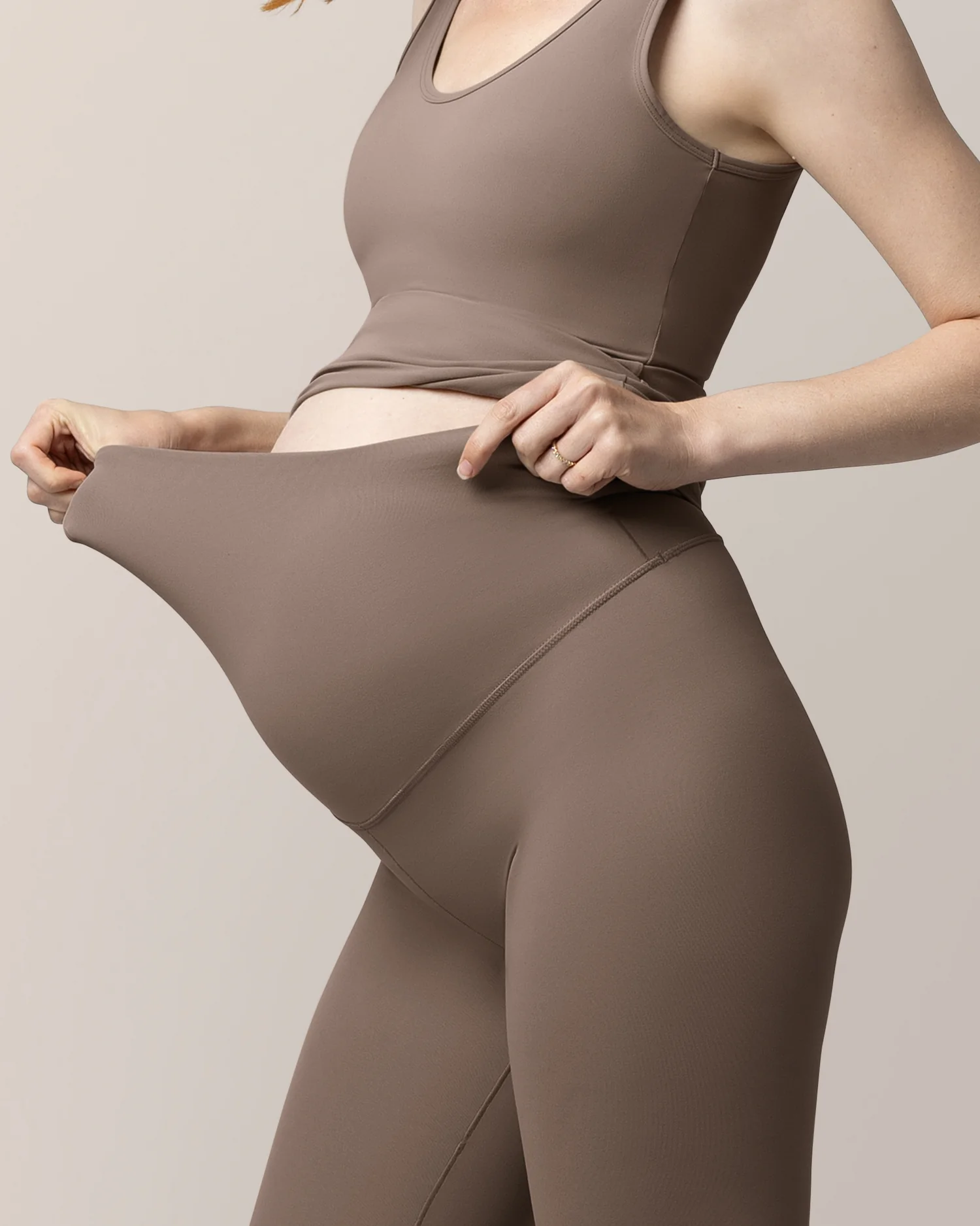 Grow with Me™ Maternity & Postpartum Legging | Taupe - Image 5