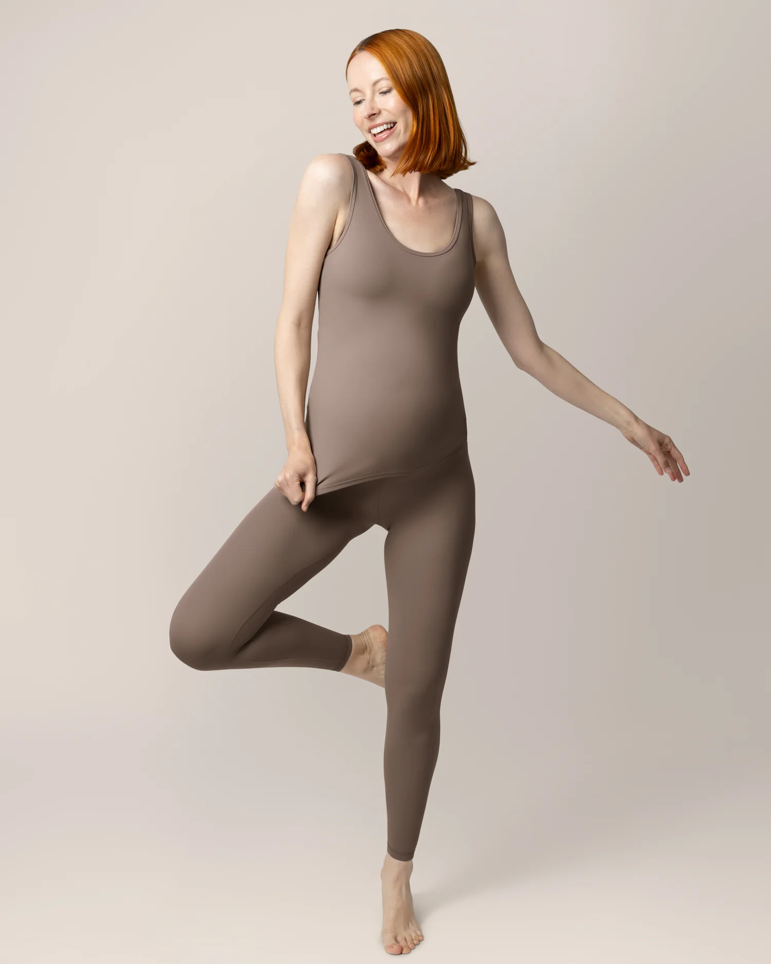 Grow with Me™ Maternity & Postpartum Legging | Taupe - Image 6