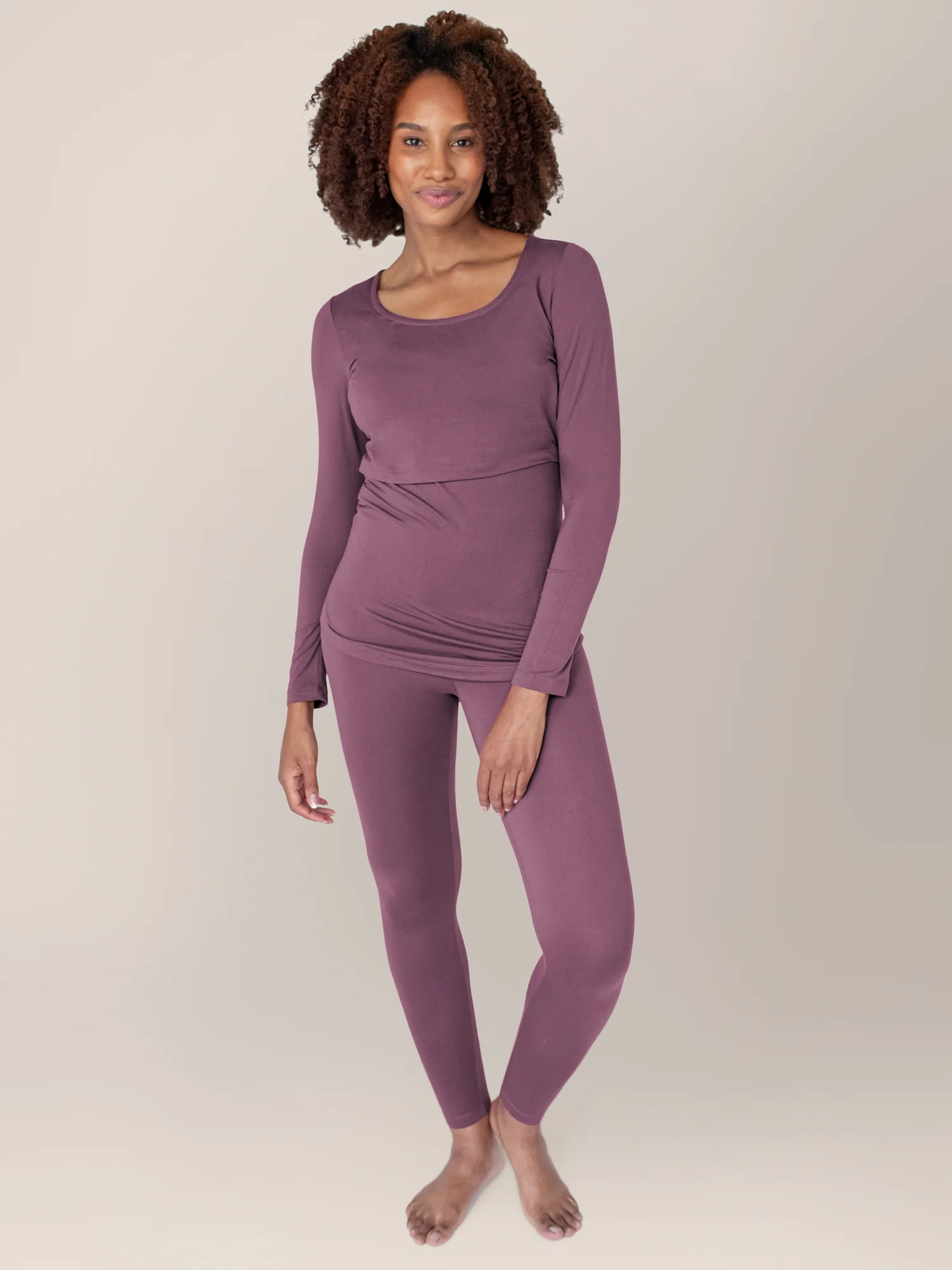 Jane Nursing Pajama Set | Burgundy Plum - Image 2
