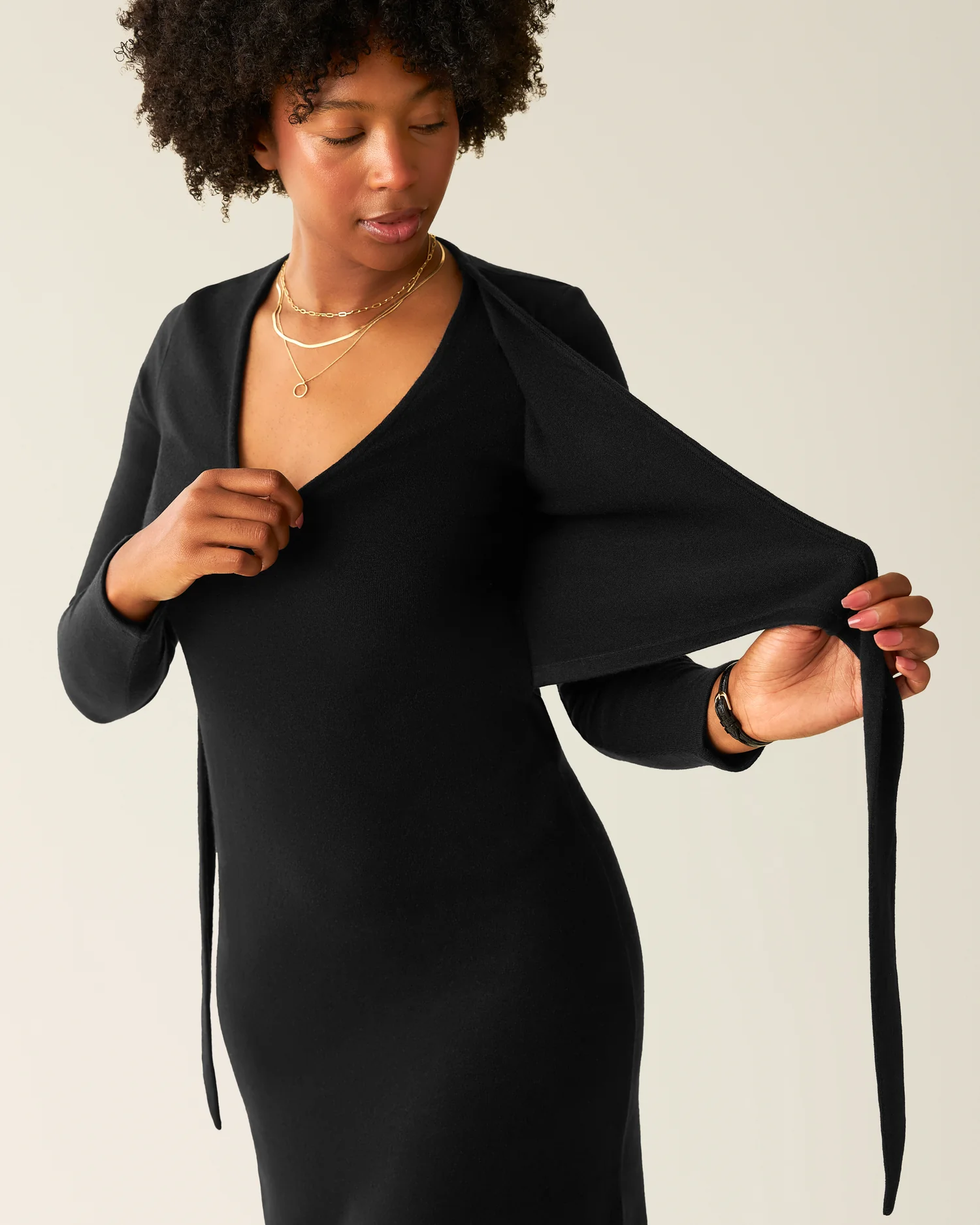 Kate Nursing Wrap Sweater Dress | Black - Image 2