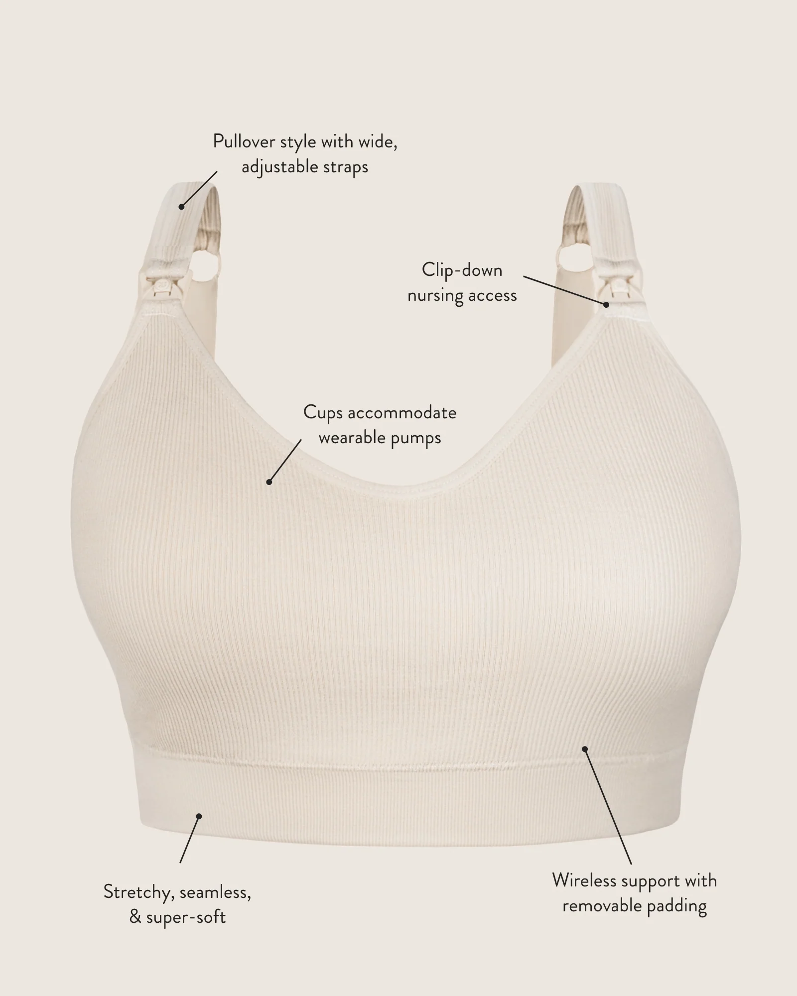 Mia Maternity & Nursing Lounge Bra | Stone - Image 9
