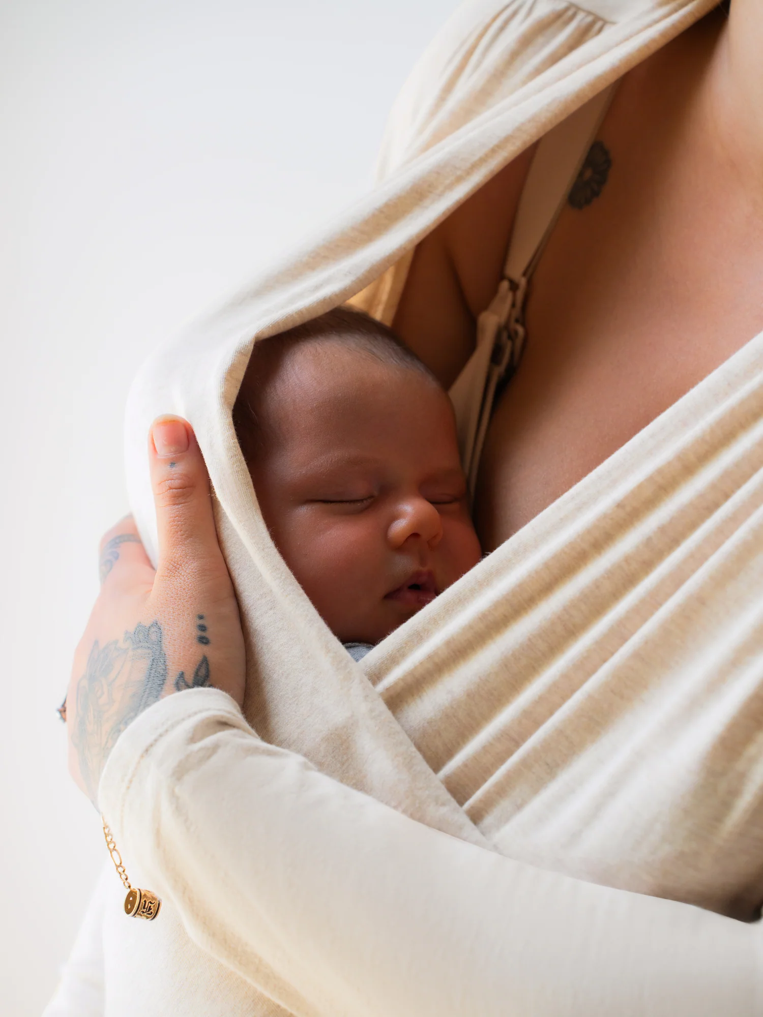 Organic Cotton Skin to Skin Long Sleeve Wrap Top | Oatmeal Heather - Image 2