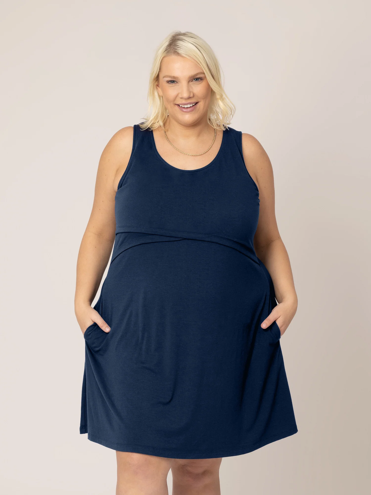 Penelope Crossover Nursing Dress | Navy - Image 3