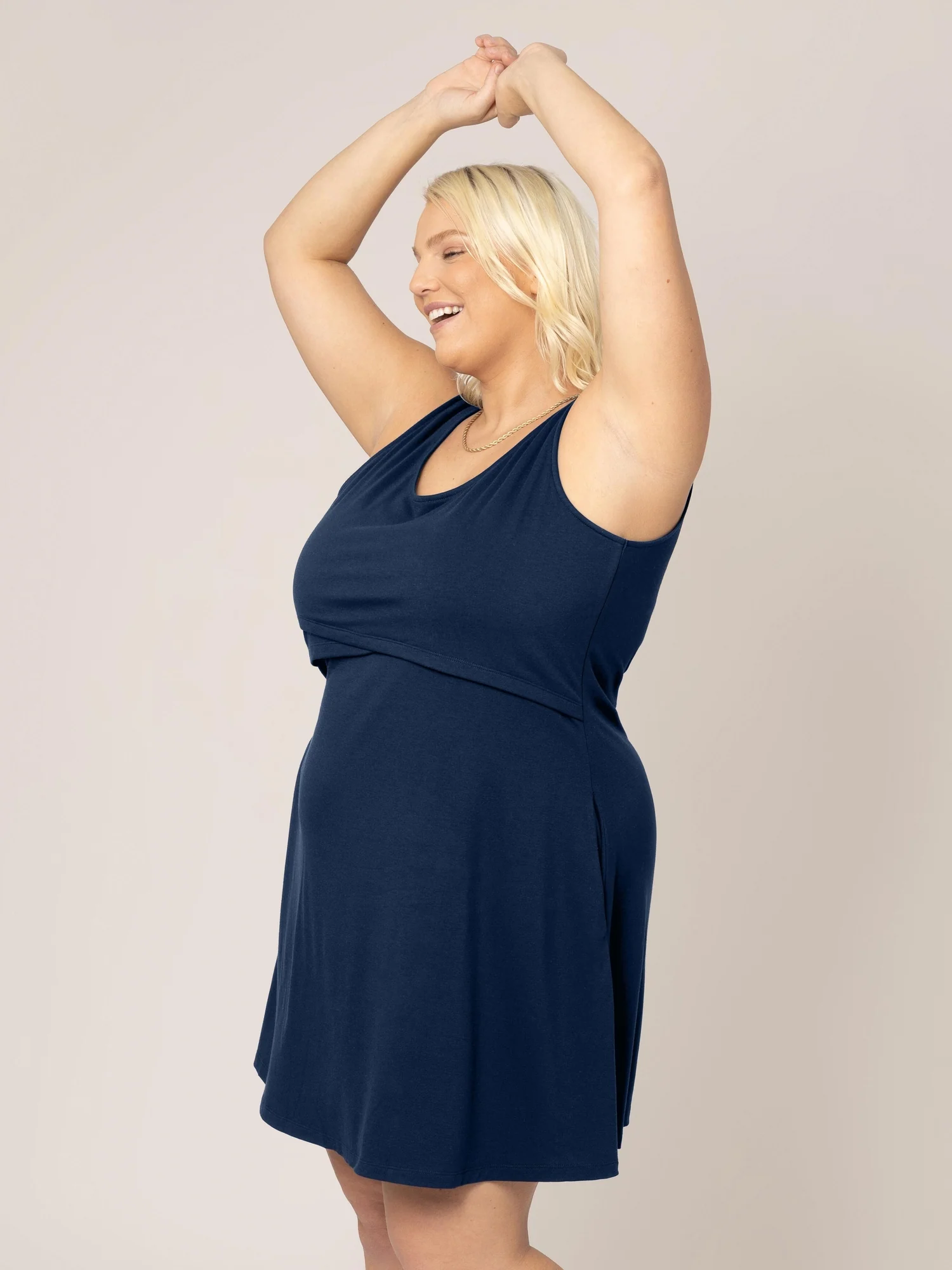 Penelope Crossover Nursing Dress | Navy - Image 4