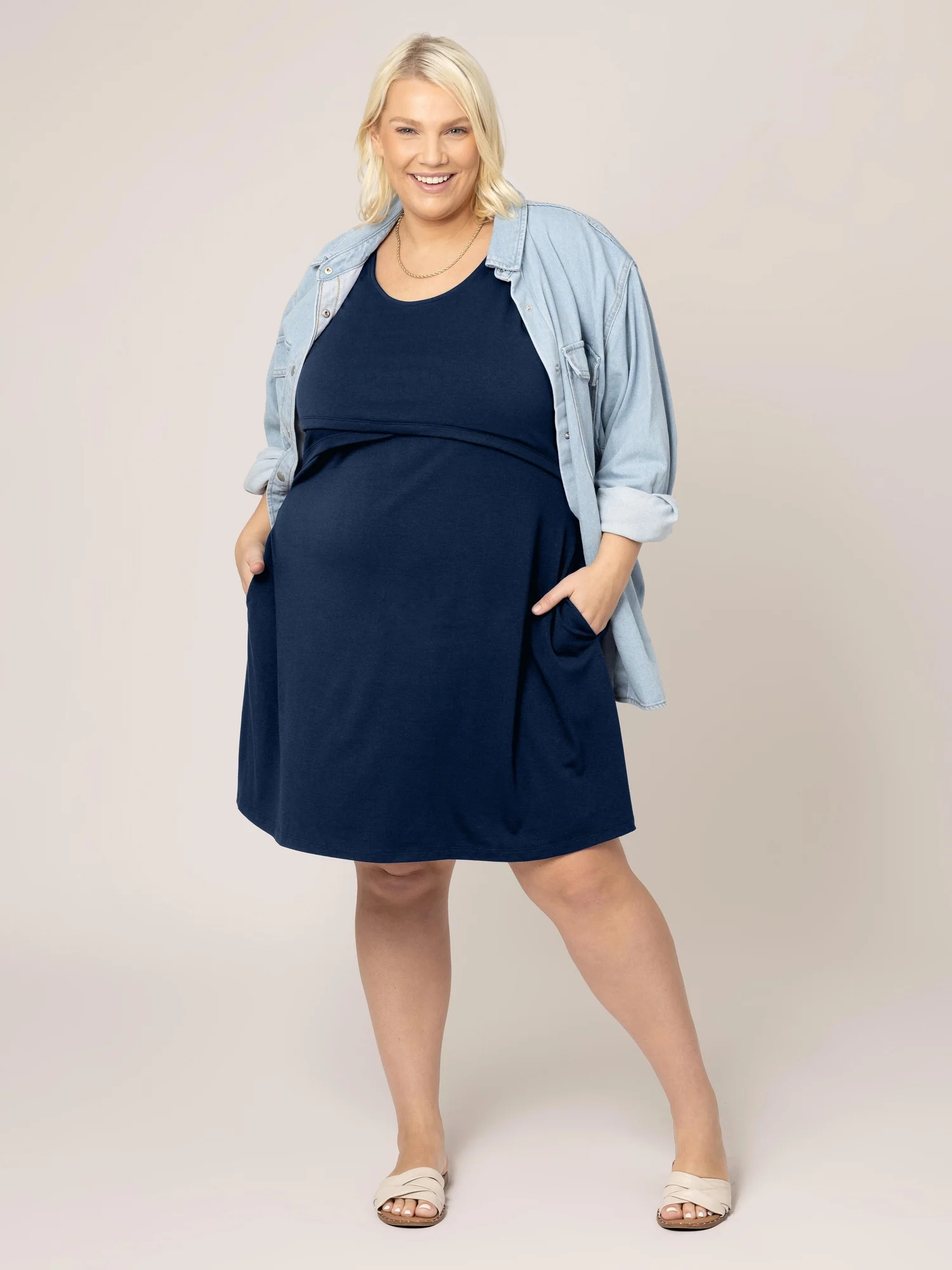 Penelope Crossover Nursing Dress | Navy - Image 7