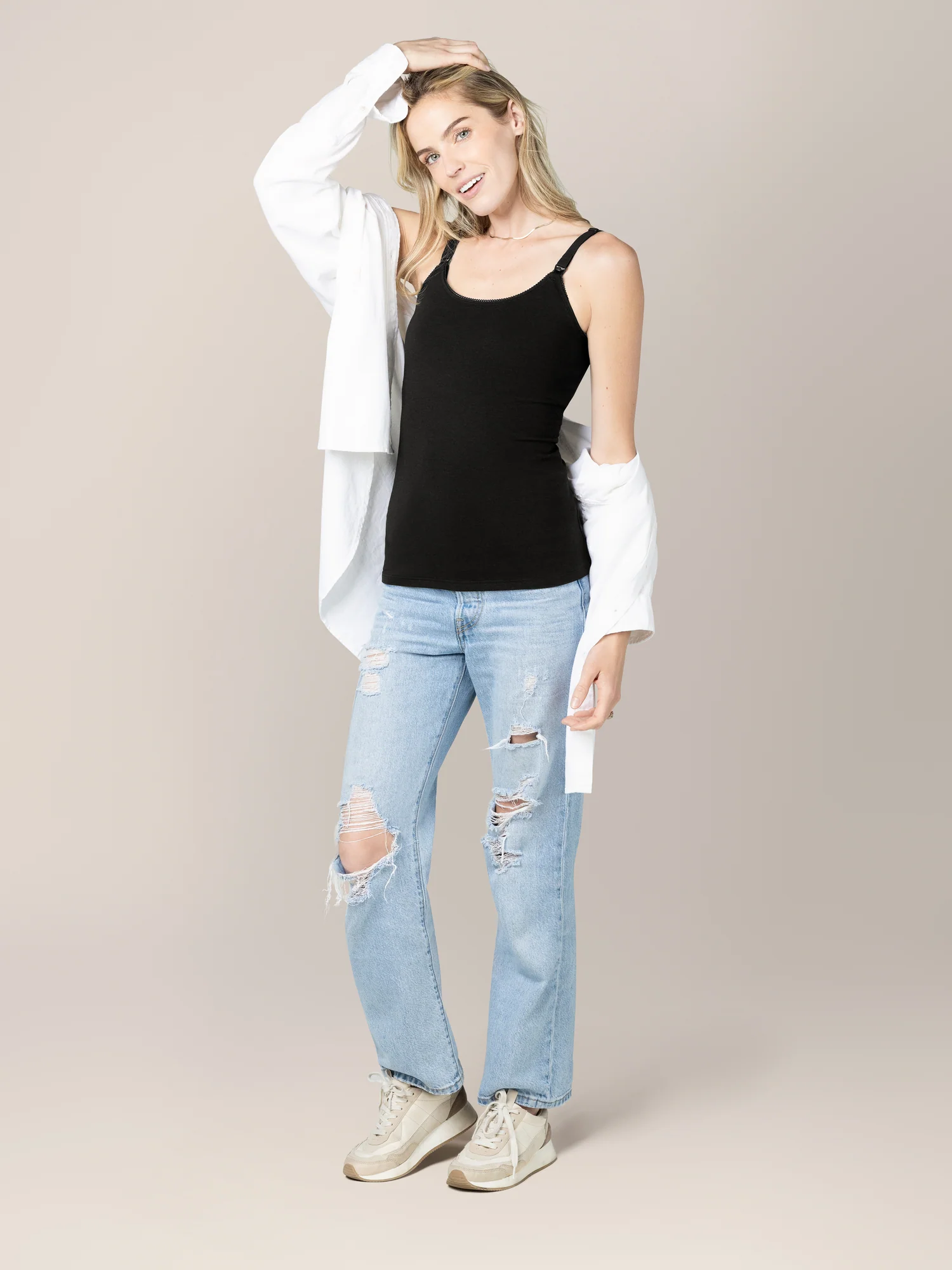 Picot Trim Nursing Camisole | Black - Image 4