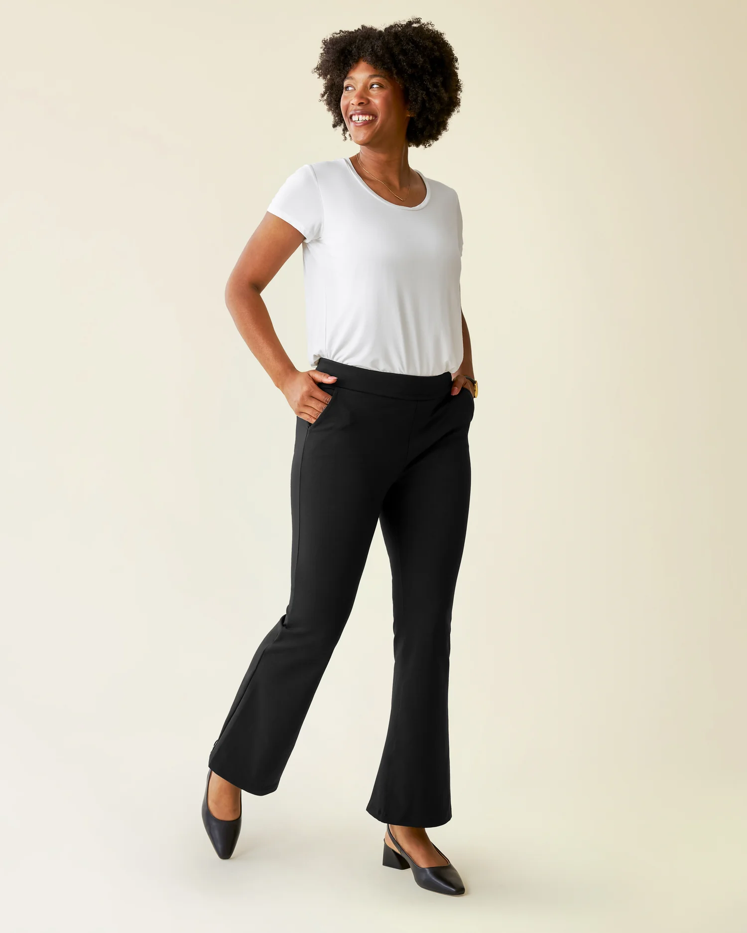 Postpartum Ponte Flare Pant | Black - Image 3