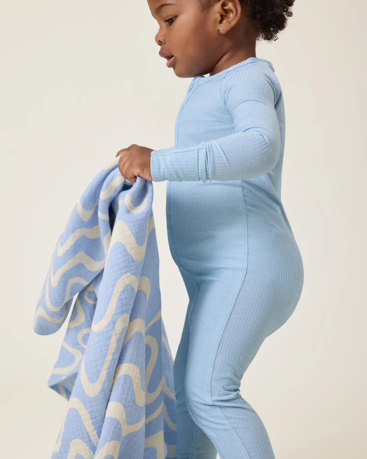 Ribbed Bamboo Baby Pajama | Blue Heather - Image 2