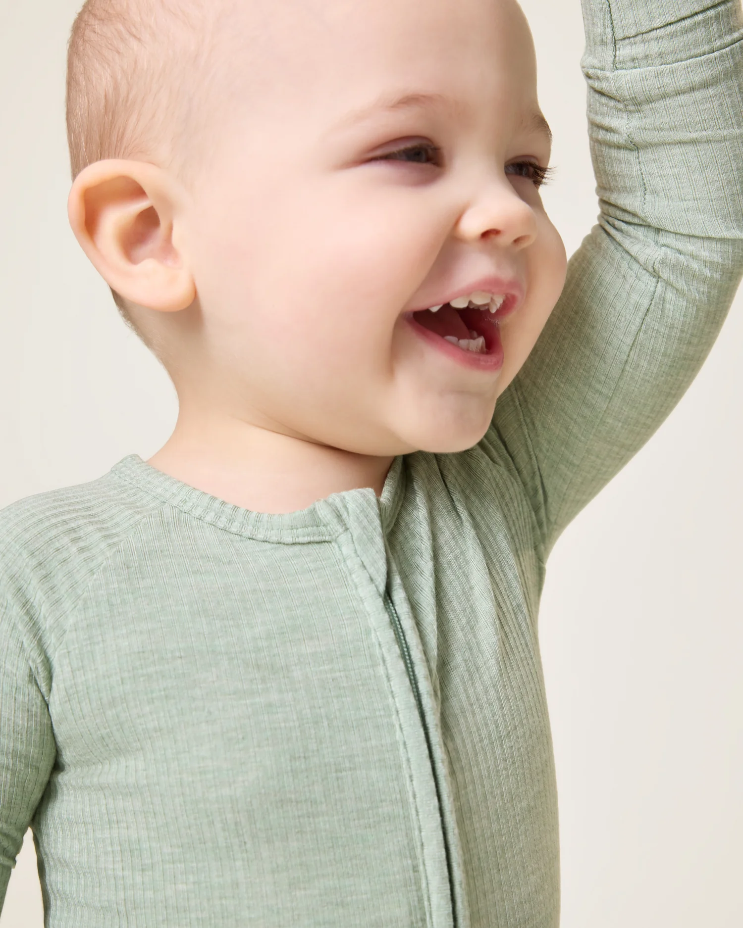 Ribbed Bamboo Baby Pajama | Sage Heather - Image 3