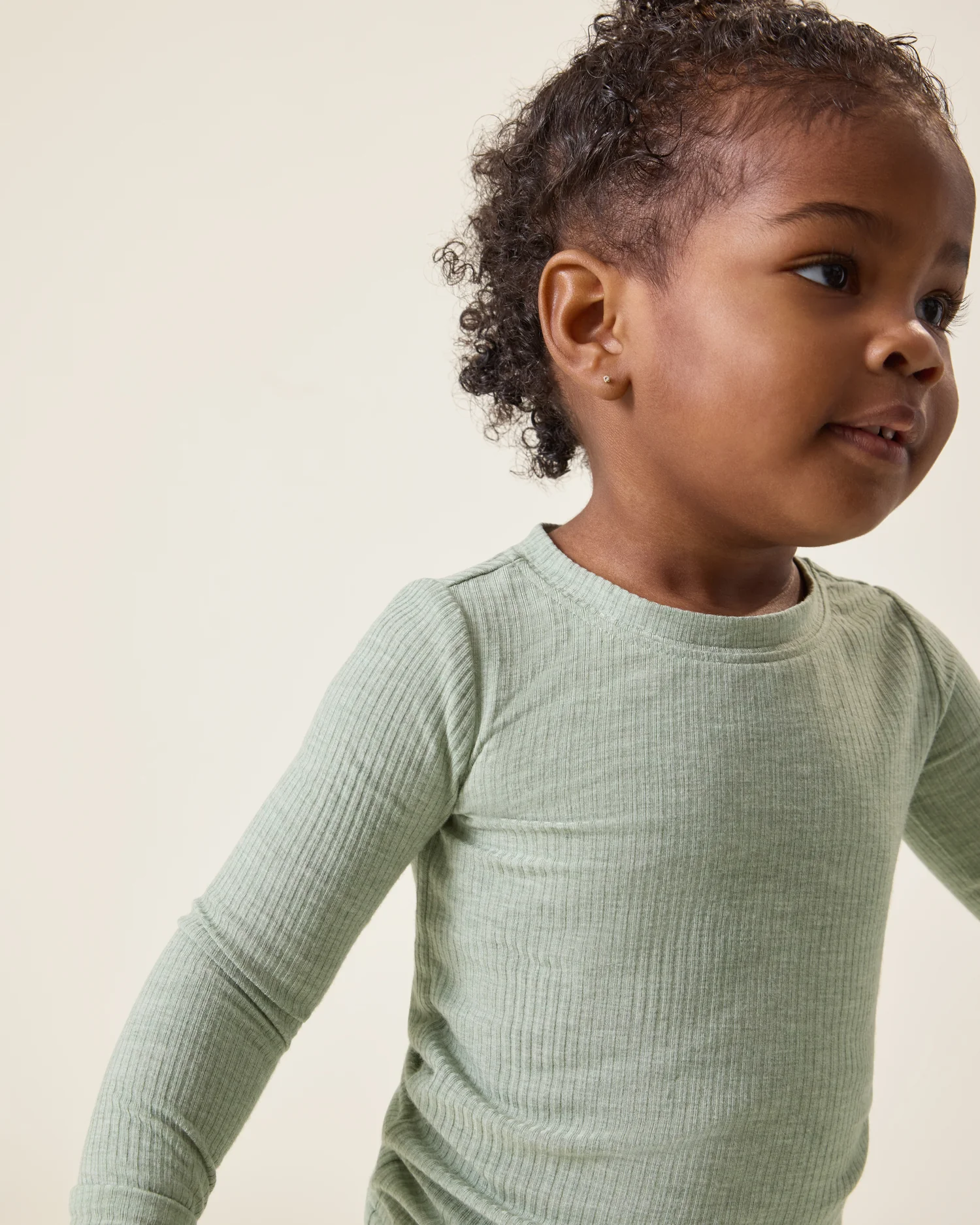 Ribbed Bamboo Baby Two-Piece Pajama Set | Sage Heather - Image 2