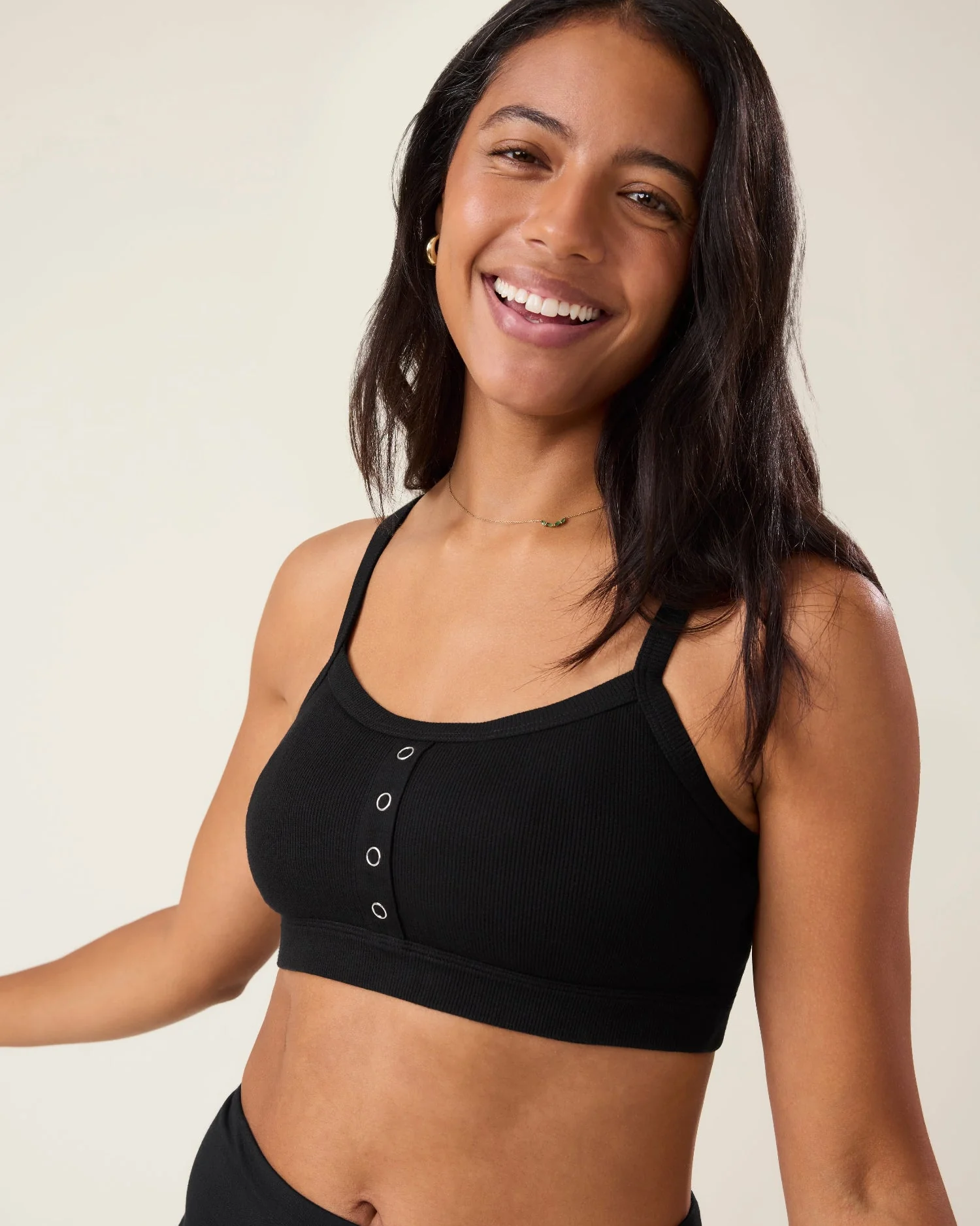 Ribbed Bamboo Pumping Bralette | Black