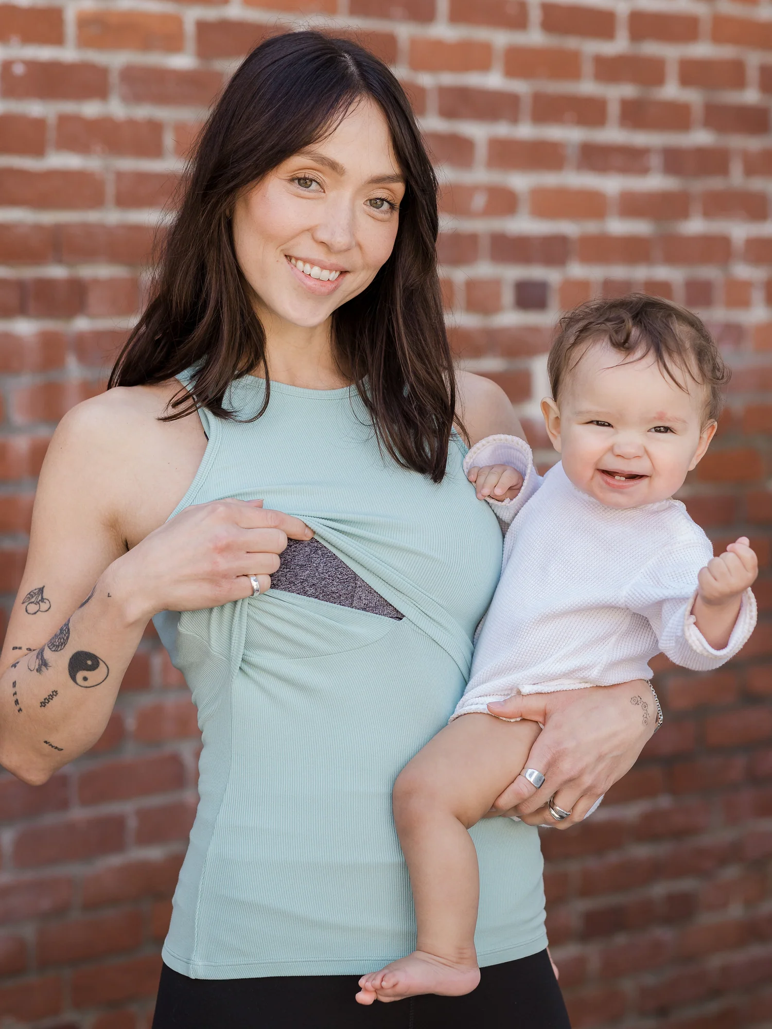 Ribbed Bamboo Racerback Nursing Tank | Dusty Blue Green - Image 2