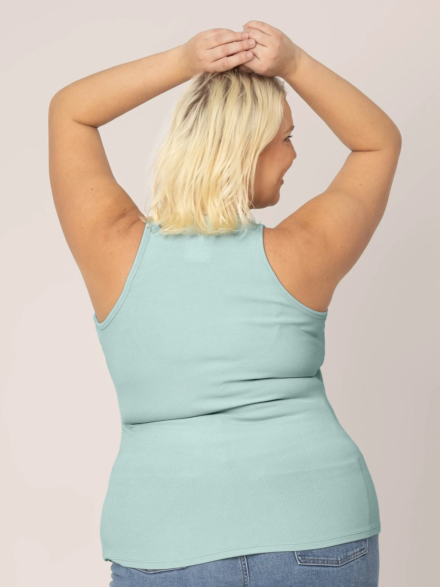 Ribbed Bamboo Racerback Nursing Tank | Dusty Blue Green - Image 5