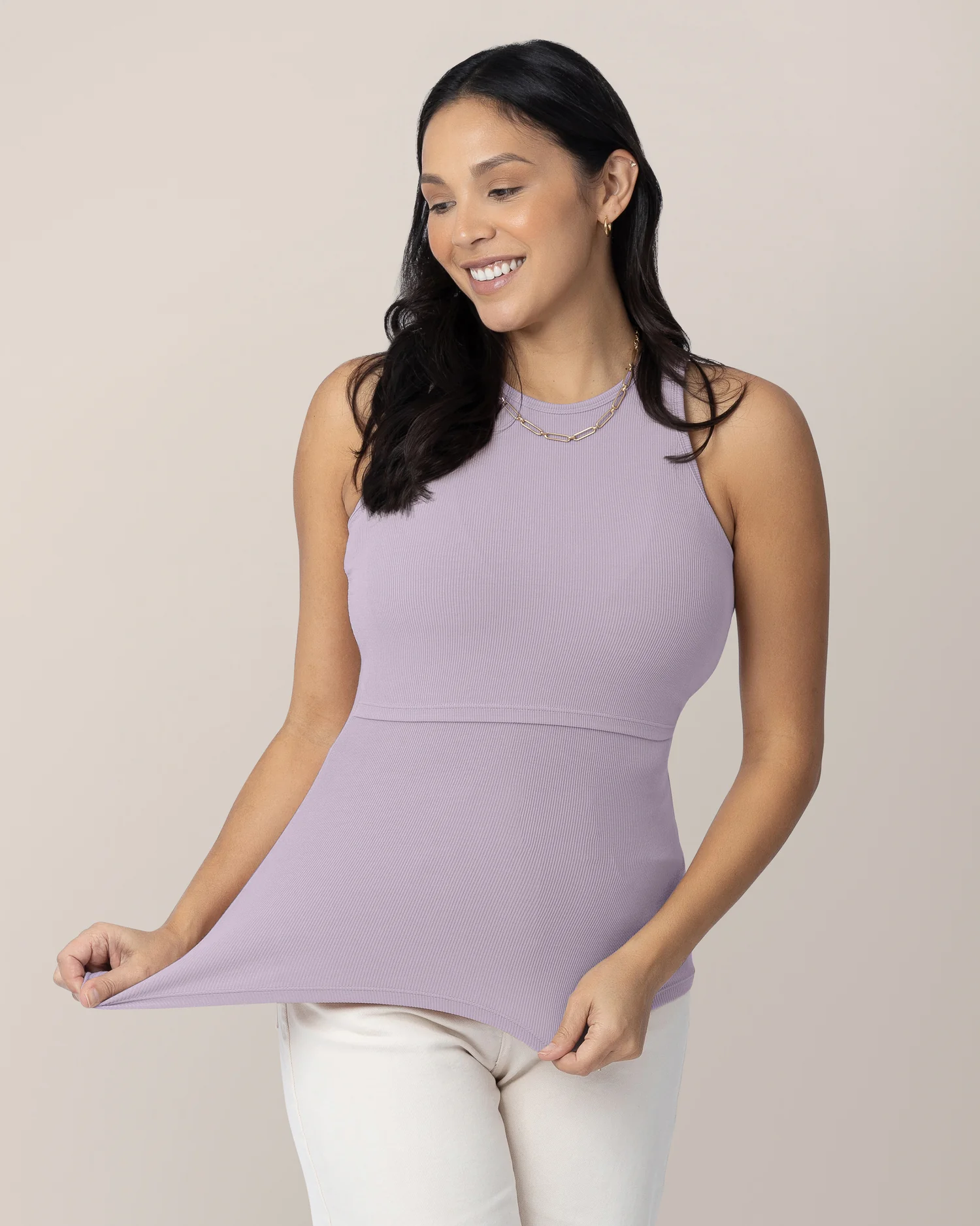Ribbed Bamboo Racerback Nursing Tank | Lavender Mist - Image 4
