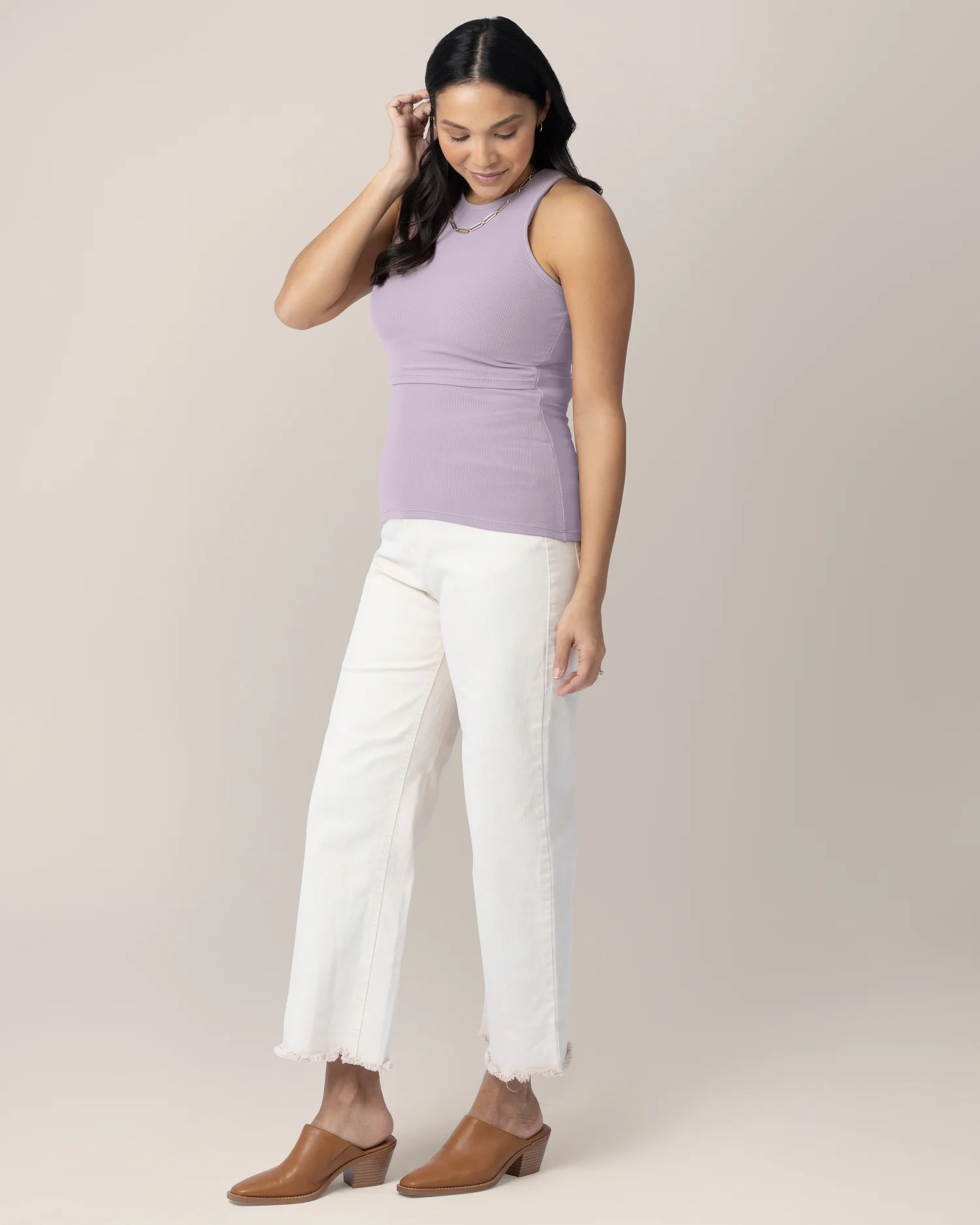 Ribbed Bamboo Racerback Nursing Tank | Lavender Mist - Image 5