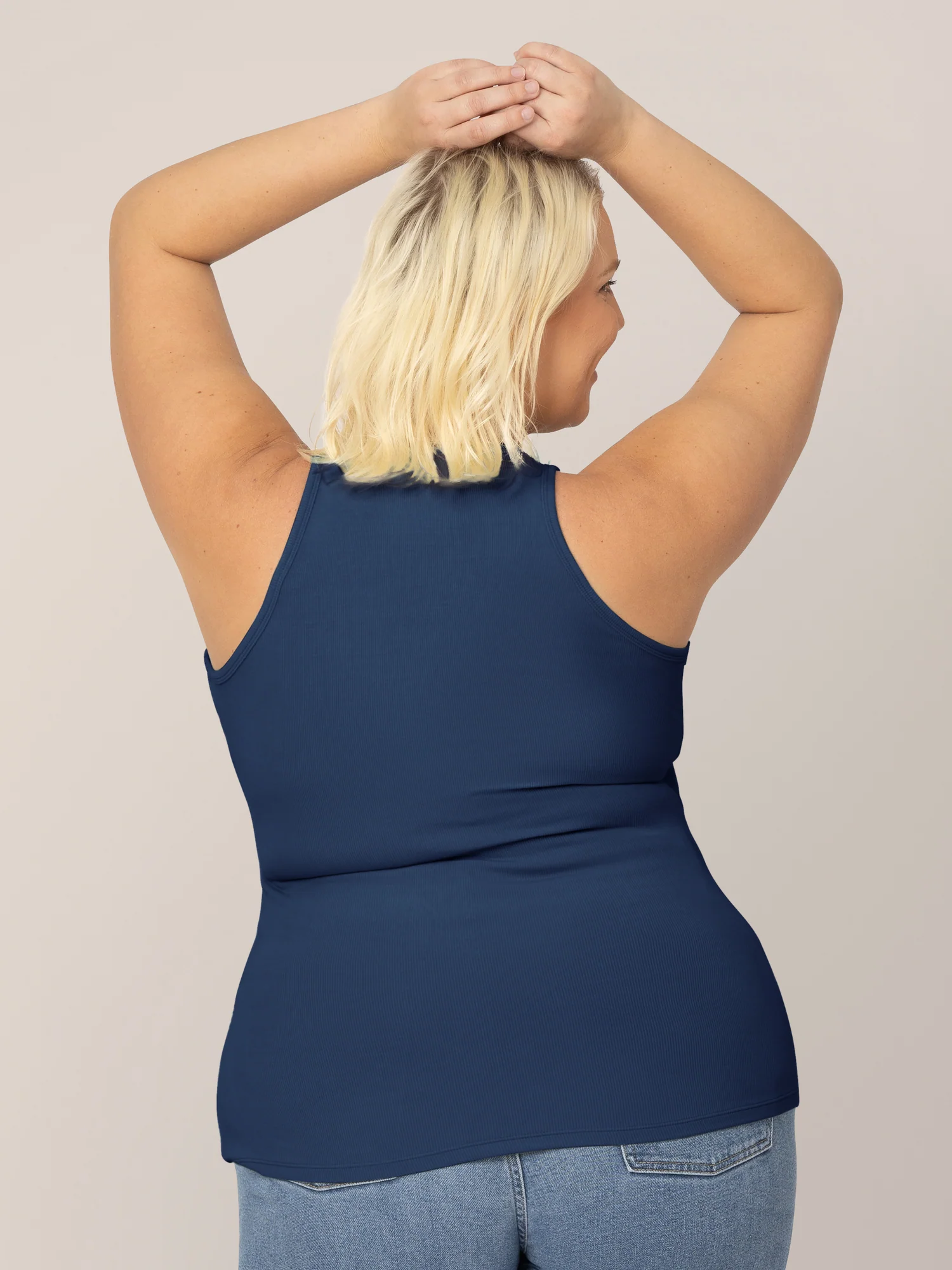 Ribbed Bamboo Racerback Nursing Tank | Navy - Image 3