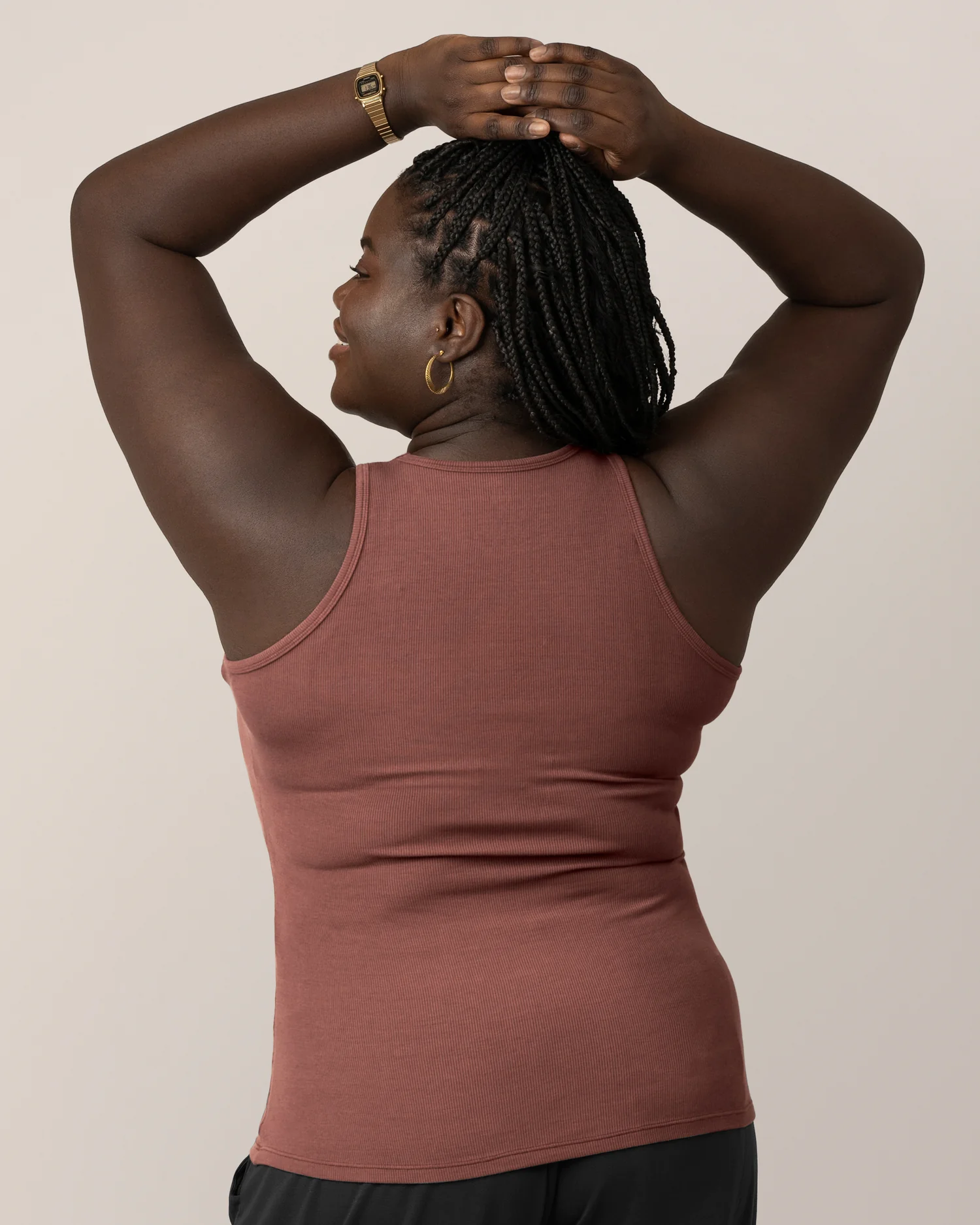 Ribbed Bamboo Racerback Nursing Tank | Redwood - Image 5