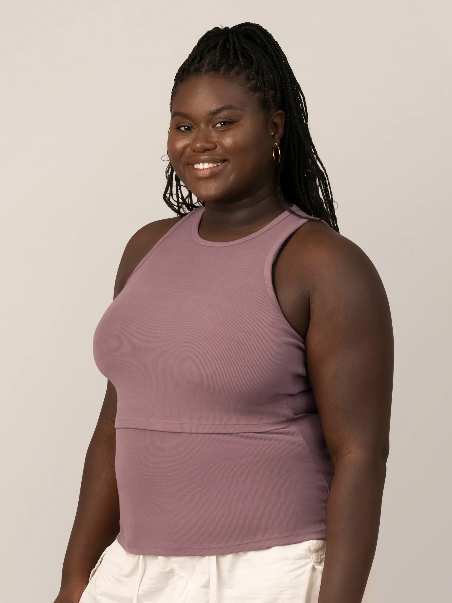Ribbed Bamboo Racerback Nursing Tank | Twilight - Image 4