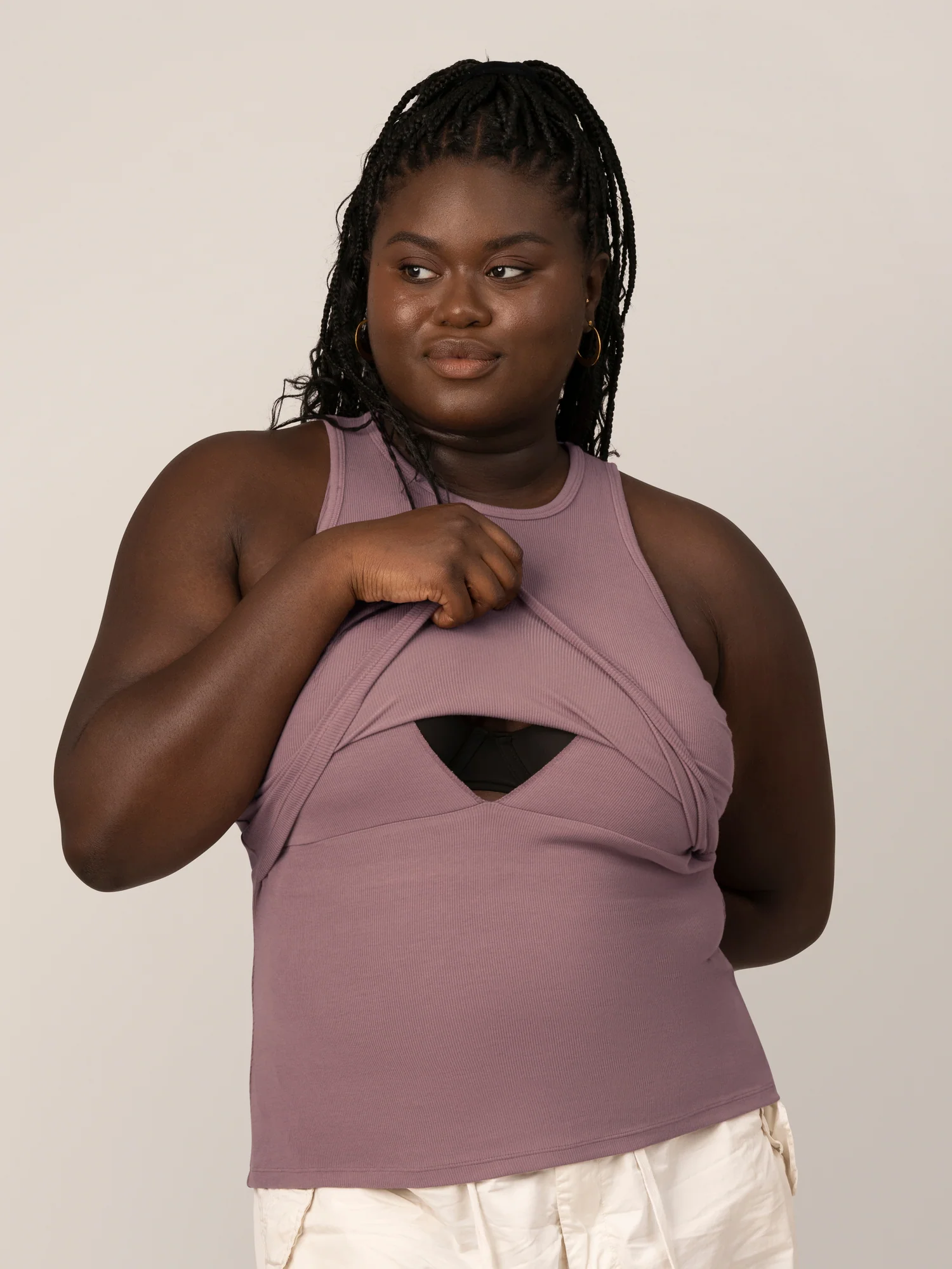 Ribbed Bamboo Racerback Nursing Tank | Twilight - Image 6