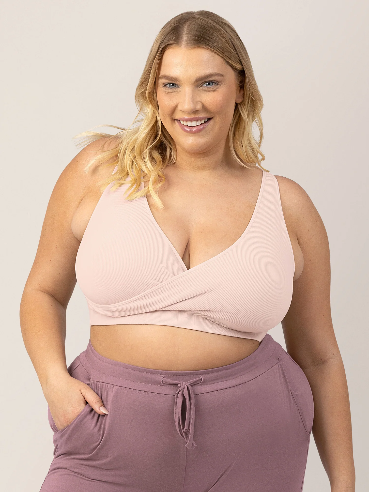 Sublime® Adjustable Crossover Nursing & Lounge Bra | Soft Pink - Image 3