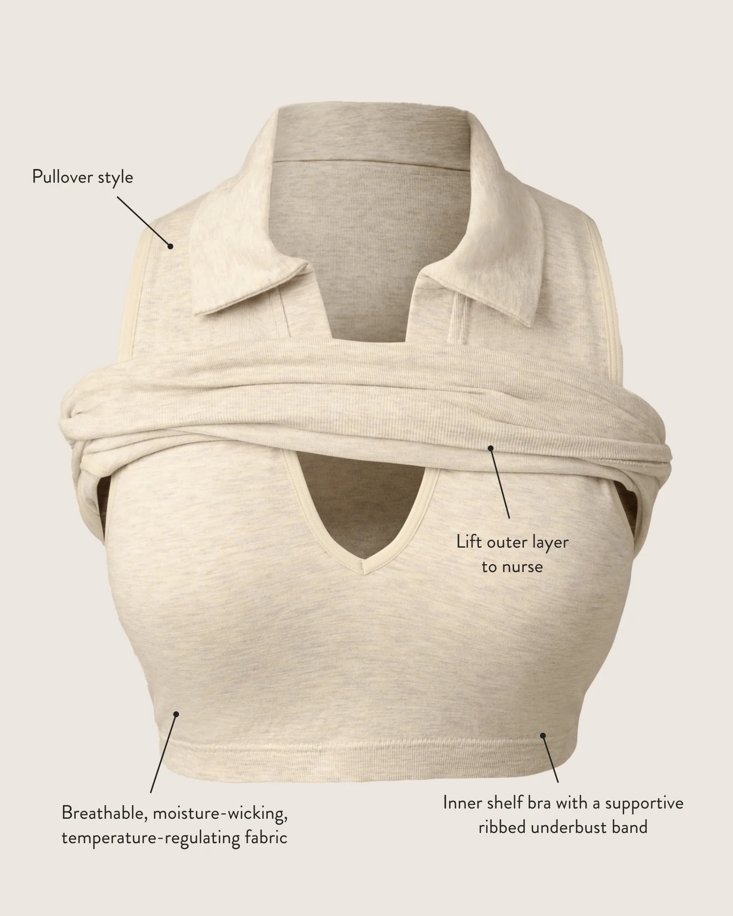 Sublime® Bamboo Collared Maternity & Nursing Longline Bra Top | French Blue - Image 7