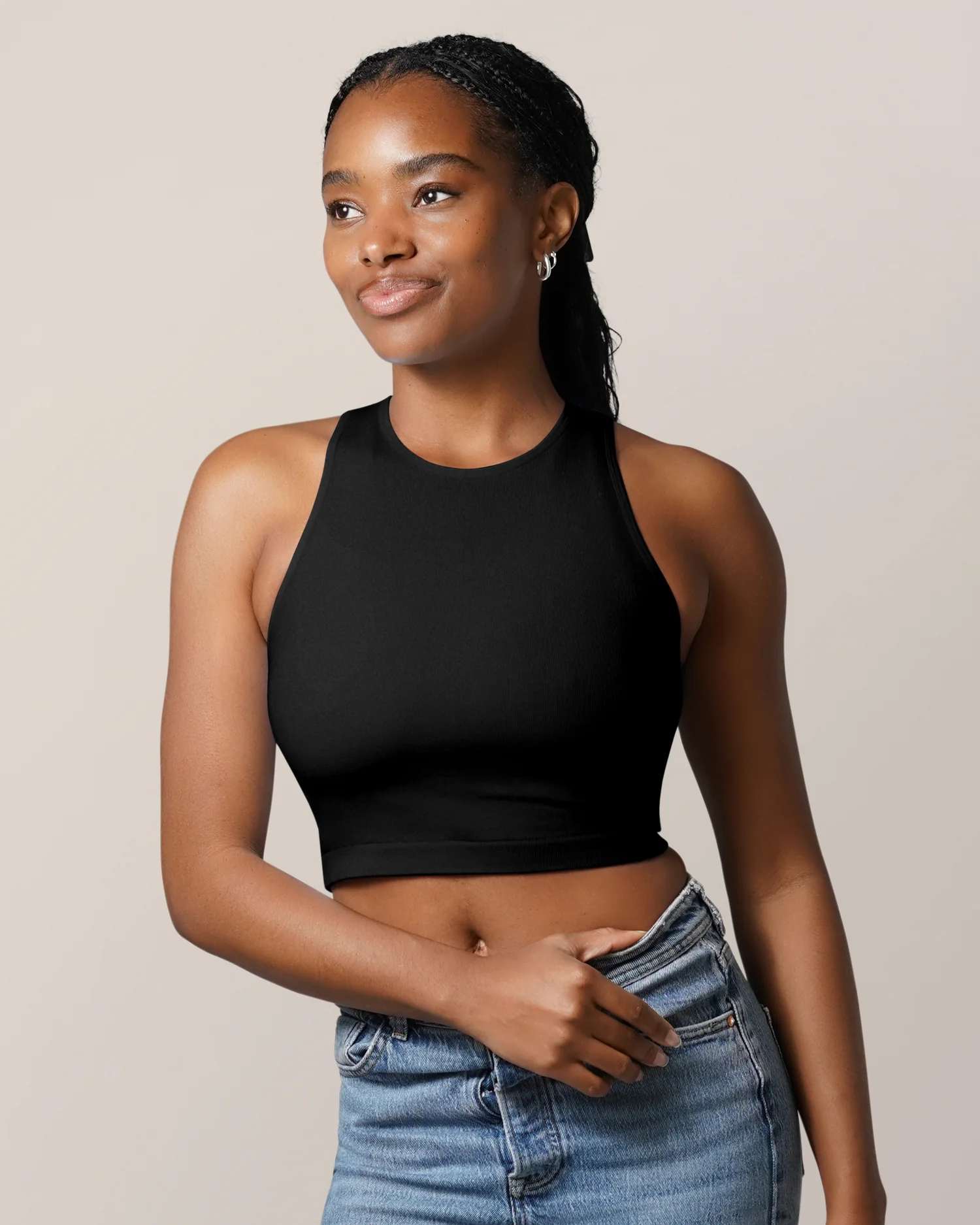 Sublime® Bamboo Hands-Free Pumping Longline Bra Top | Black - Image 5