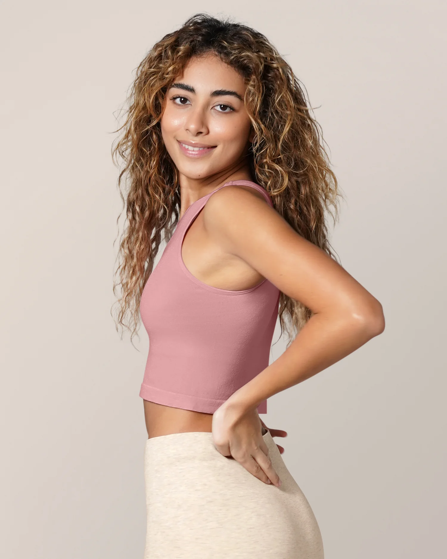 Sublime® Bamboo Hands-Free Pumping Longline Bra Top | Light Mauve - Image 2