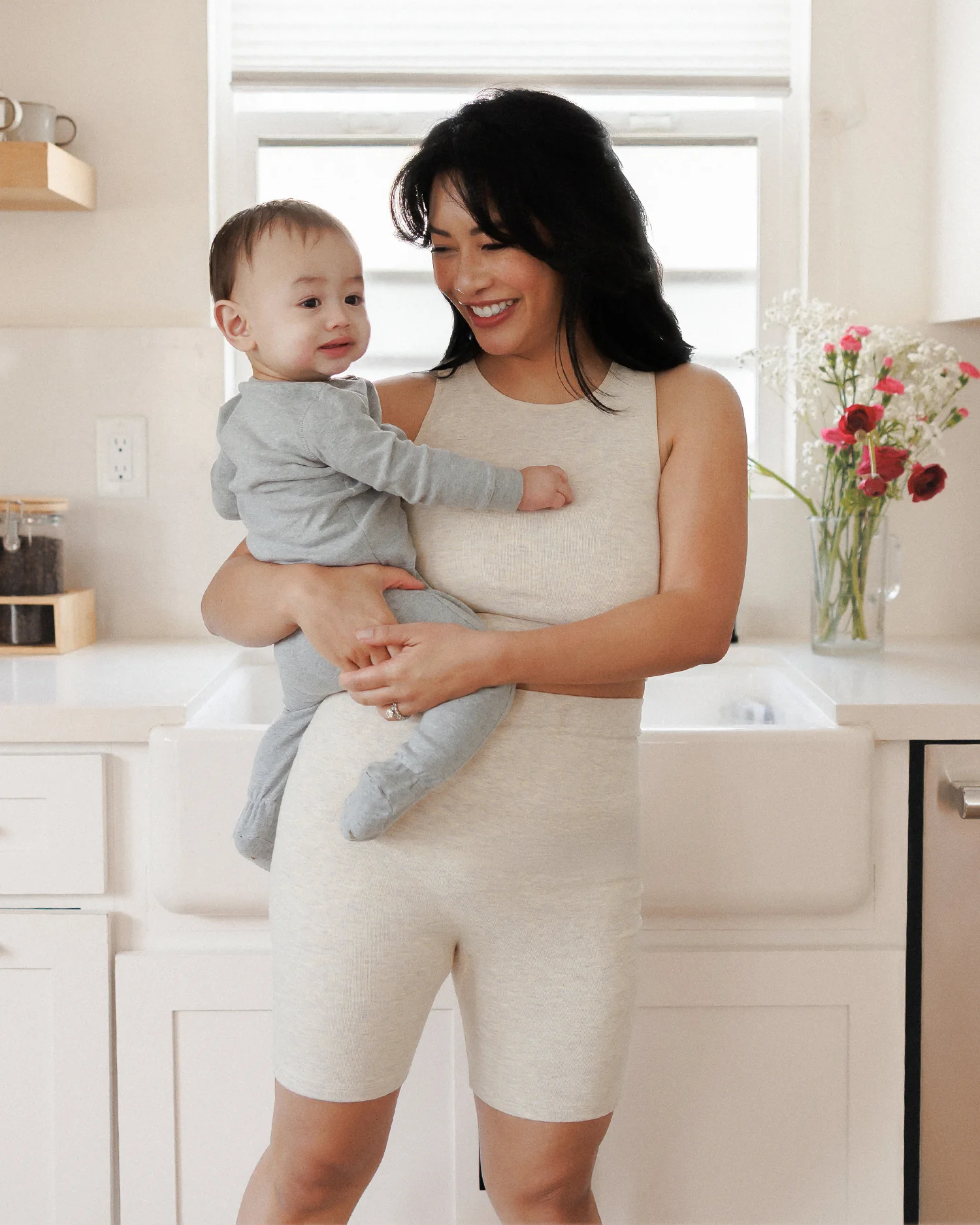 Sublime® Bamboo Hands-Free Pumping Longline Bra Top | Oatmeal Heather - Image 5