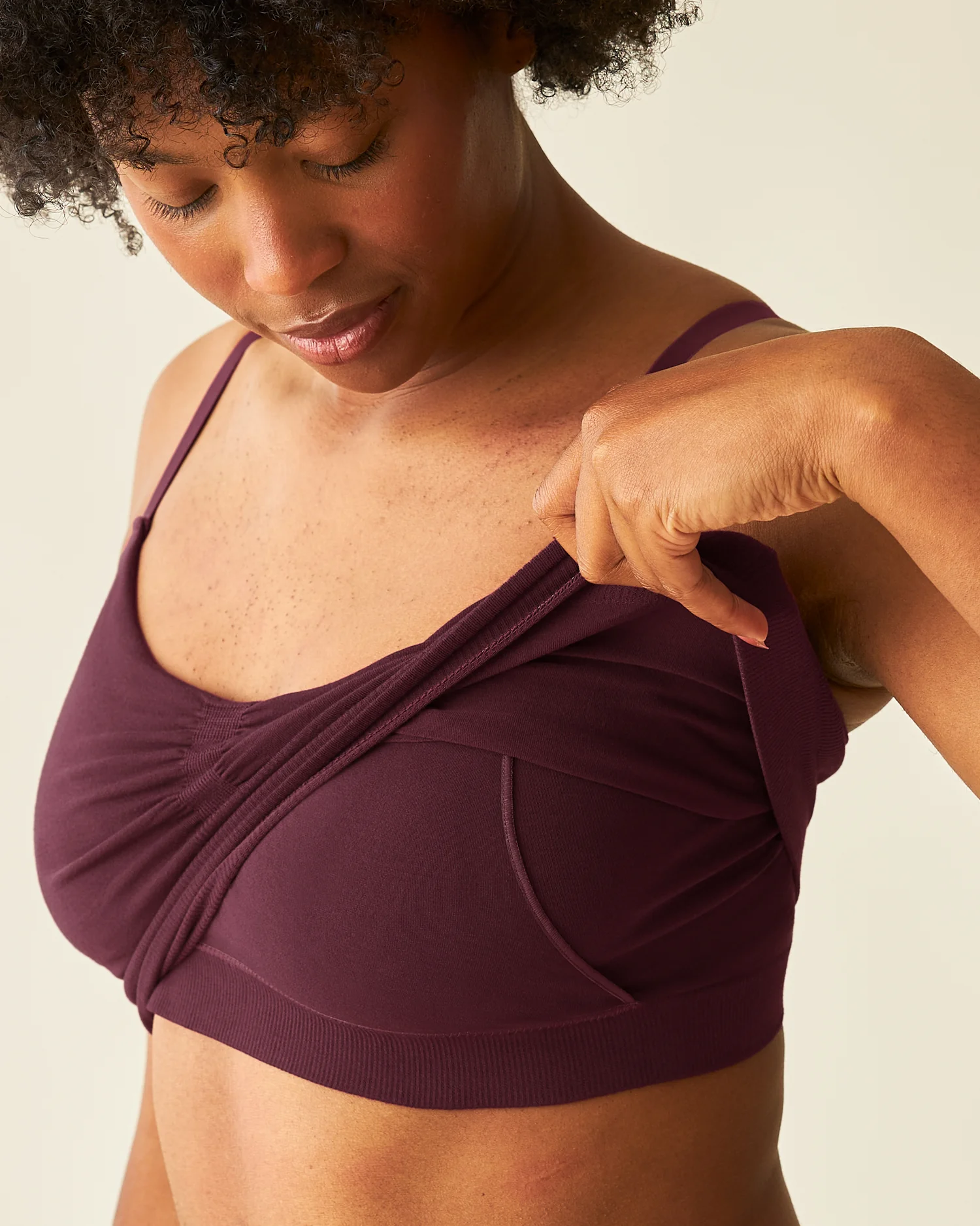 Sublime® Bamboo Hands-Free Pumping Lounge & Sleep Bra | Deep Burgundy - Image 2