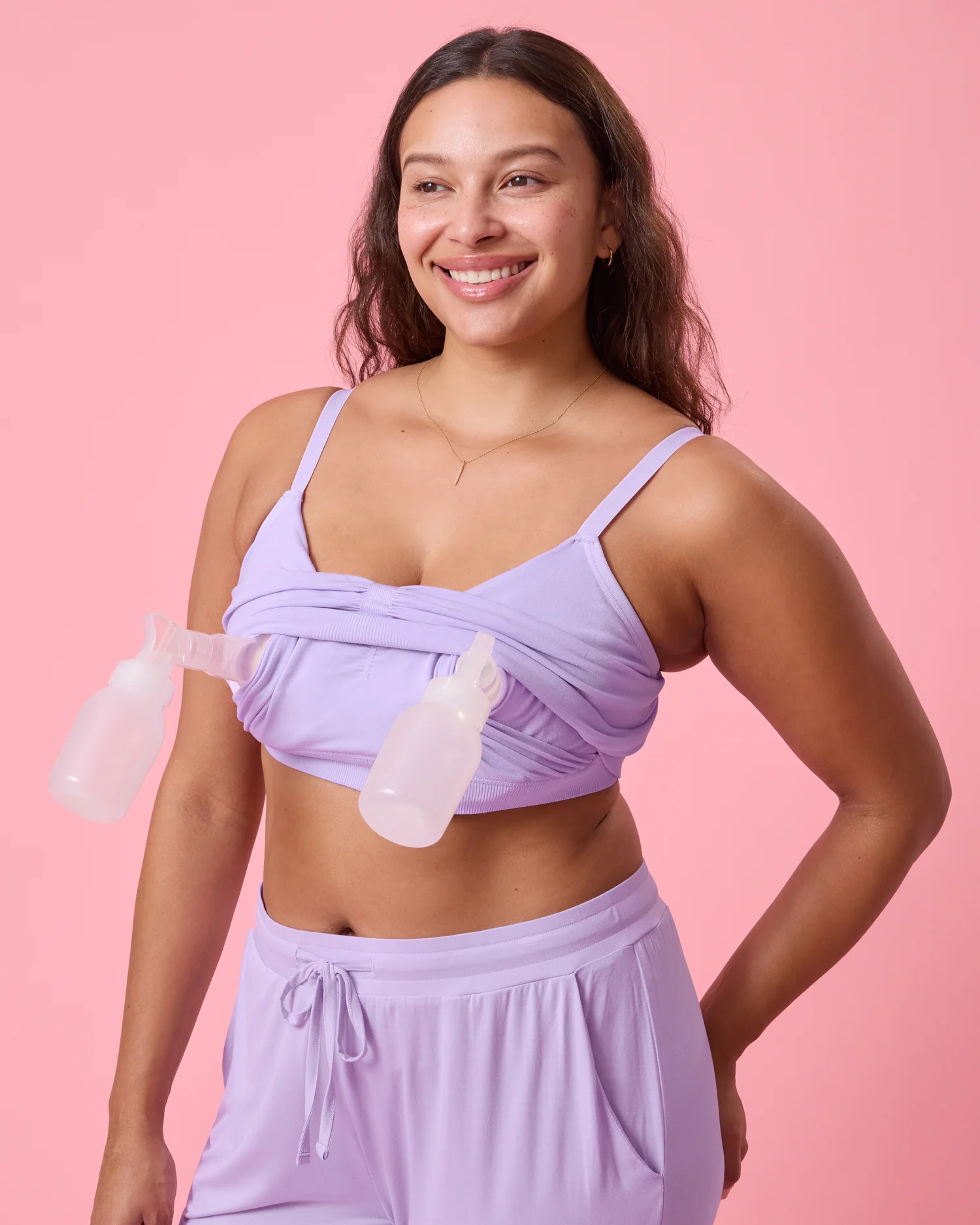 Sublime® Bamboo Hands-Free Pumping Lounge & Sleep Bra | Lavender - Image 2