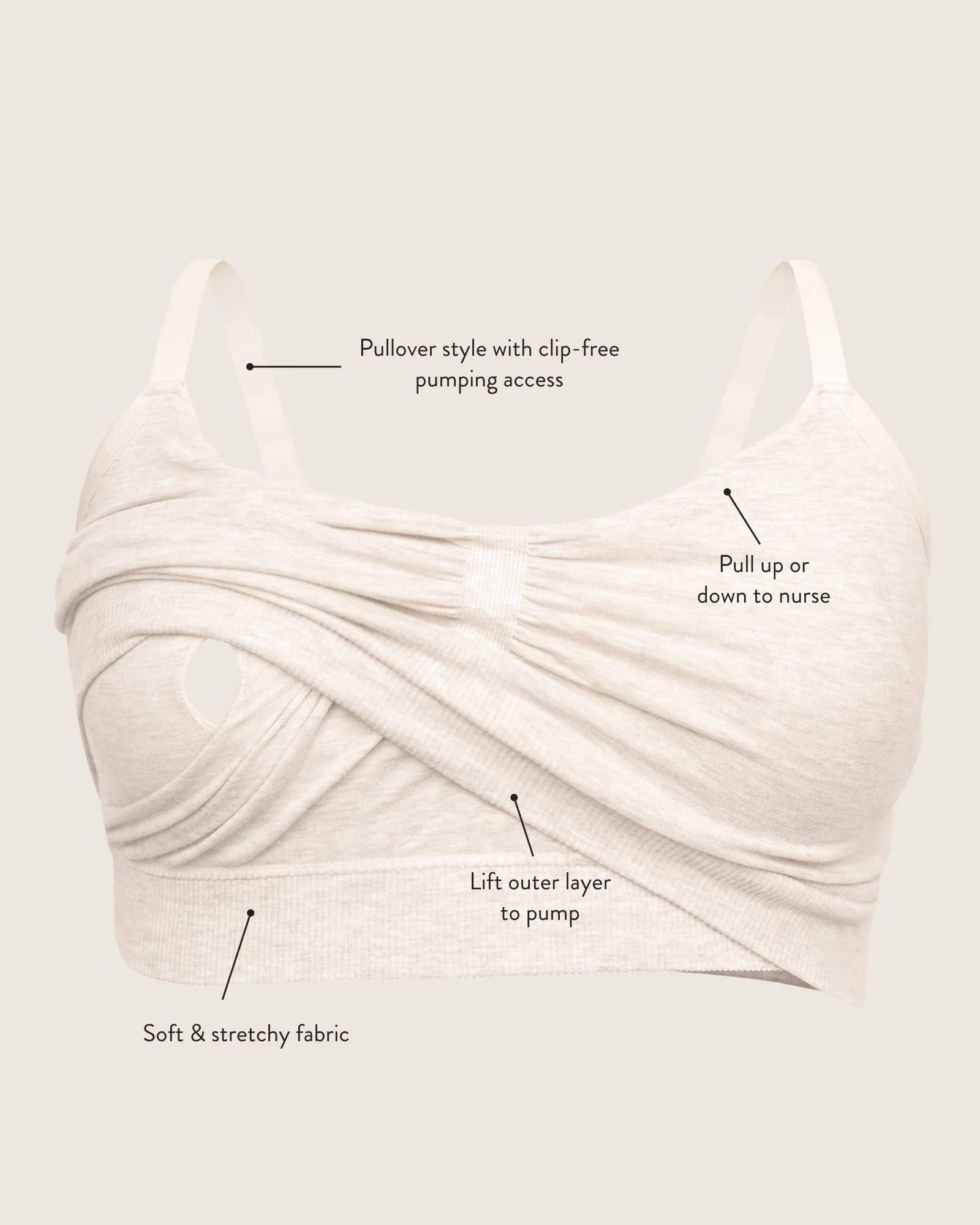 Sublime® Pumping Sleep Bra Two-Pack | Black & Oatmeal Heather - Image 6