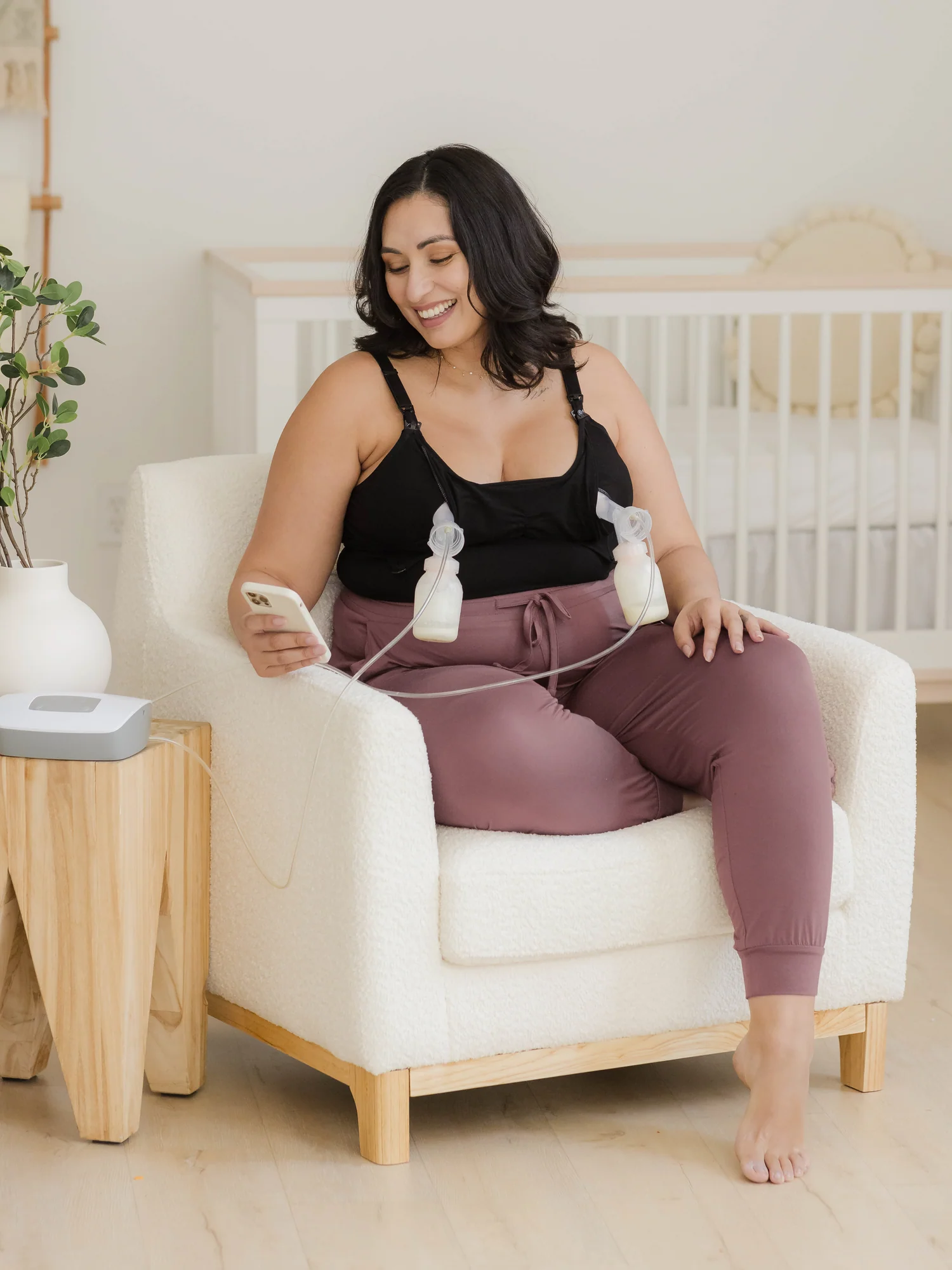 Sublime® Bamboo Hands-Free Pumping & Nursing Cami | Black - Image 2