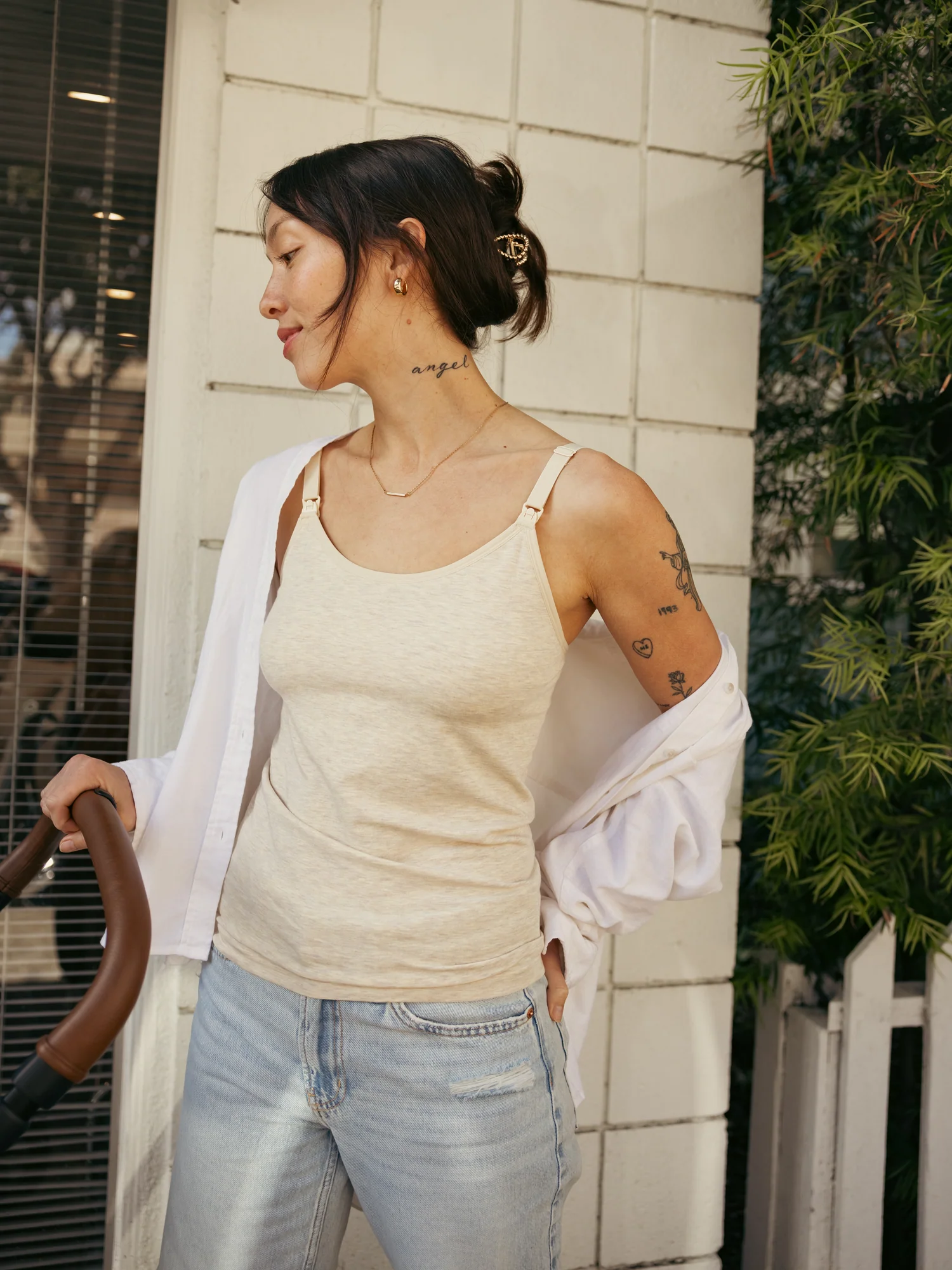 Sublime® Bamboo Maternity & Nursing Cami | Oatmeal Heather - Image 5