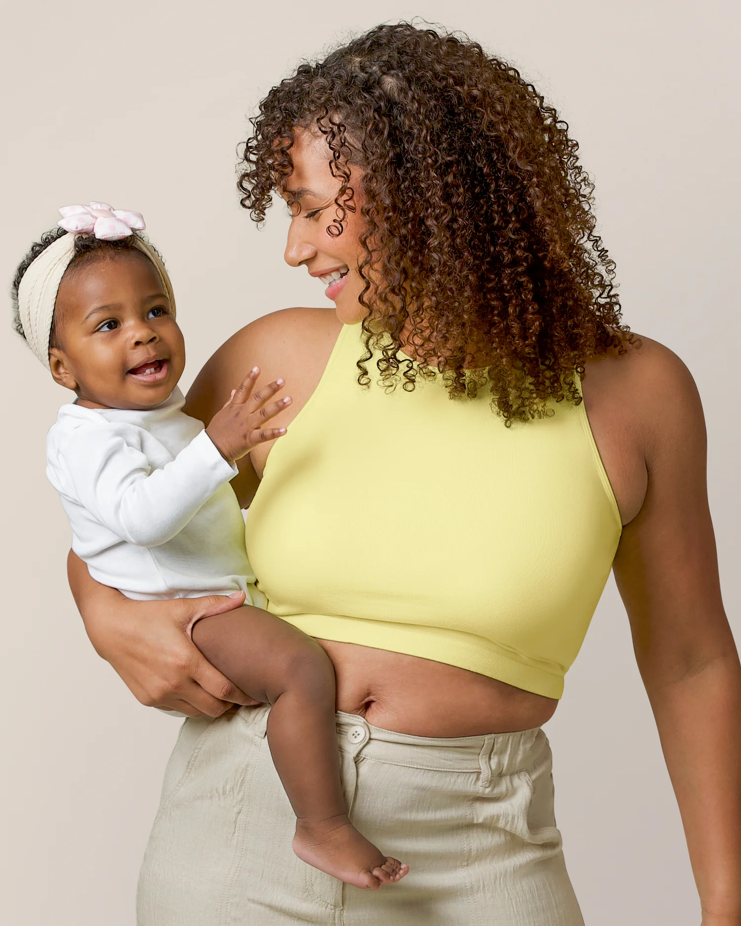 Sublime® Bamboo Maternity & Nursing Longline Bra Top | Light Lemon - Image 4