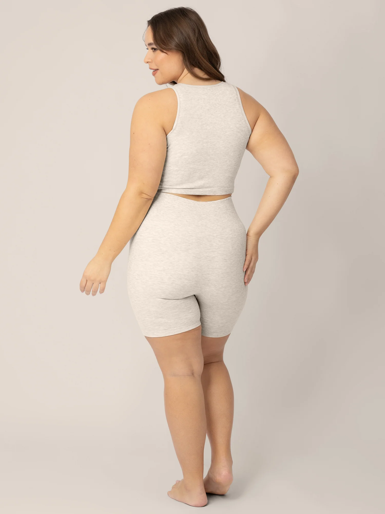 Sublime® Bamboo Maternity & Postpartum Bike Short | Oatmeal Heather - Image 4