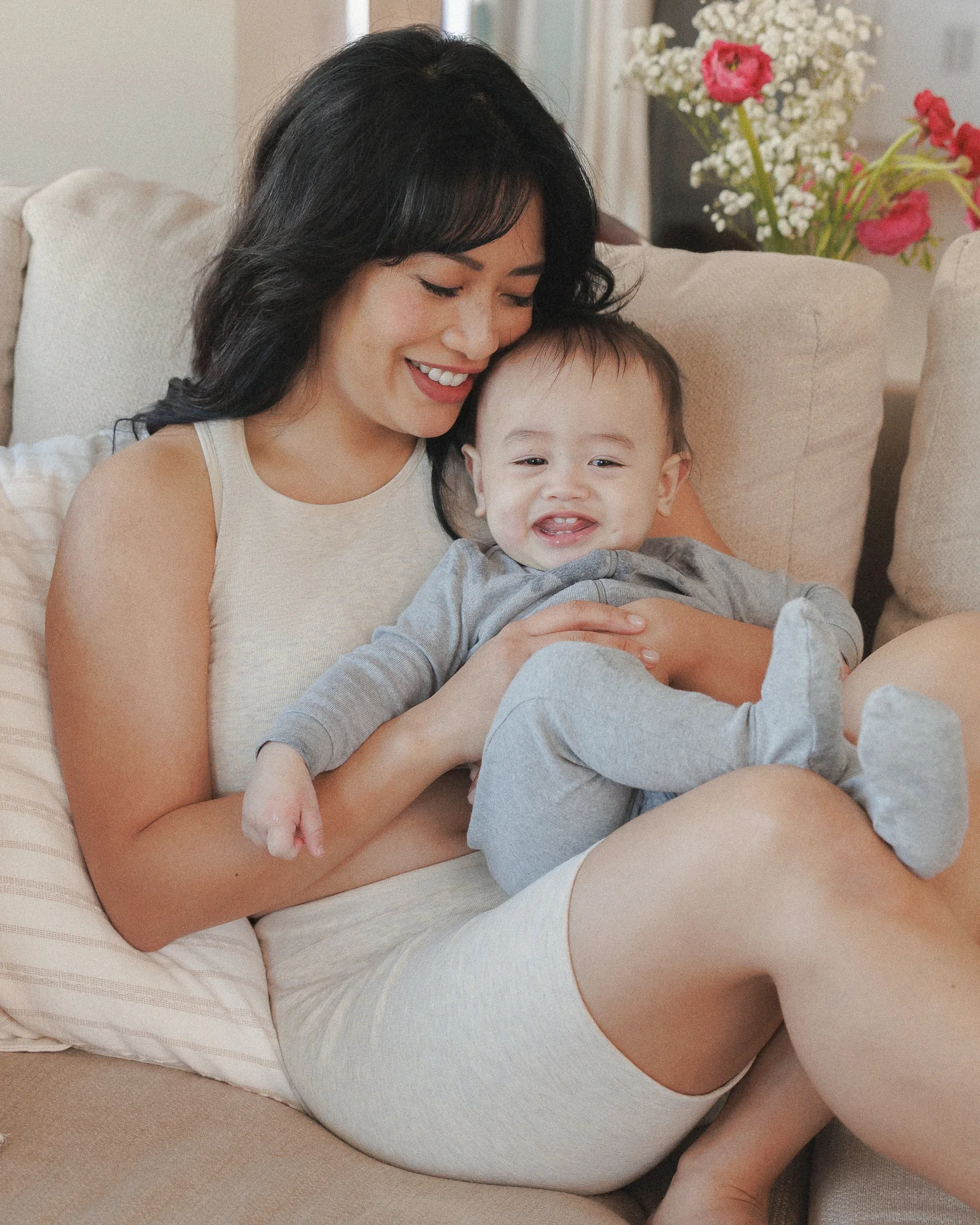 Sublime® Bamboo Maternity & Postpartum Bike Short | Oatmeal Heather - Image 6