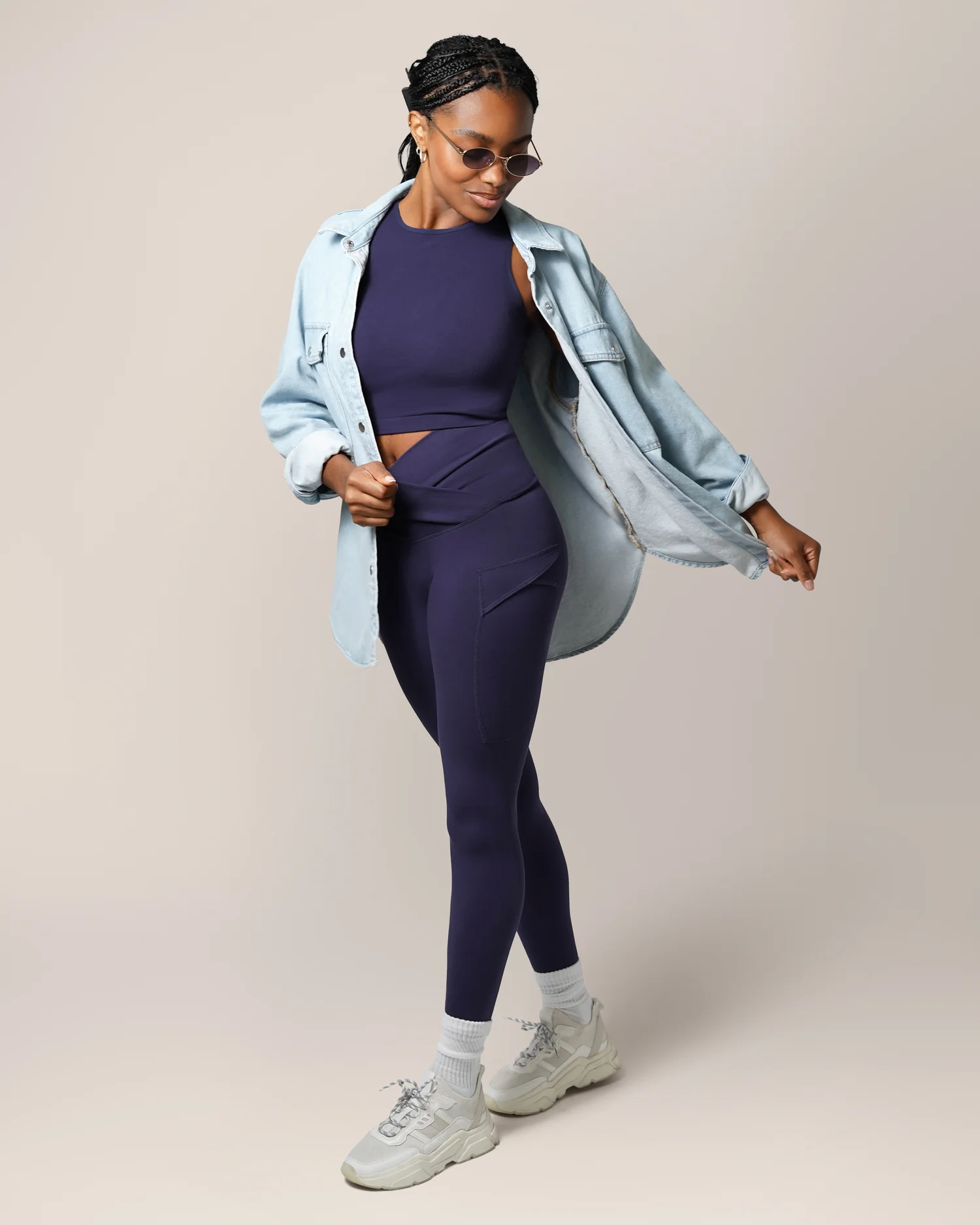 Sublime® Bamboo Maternity & Postpartum Crossover Legging | Navy - Image 2