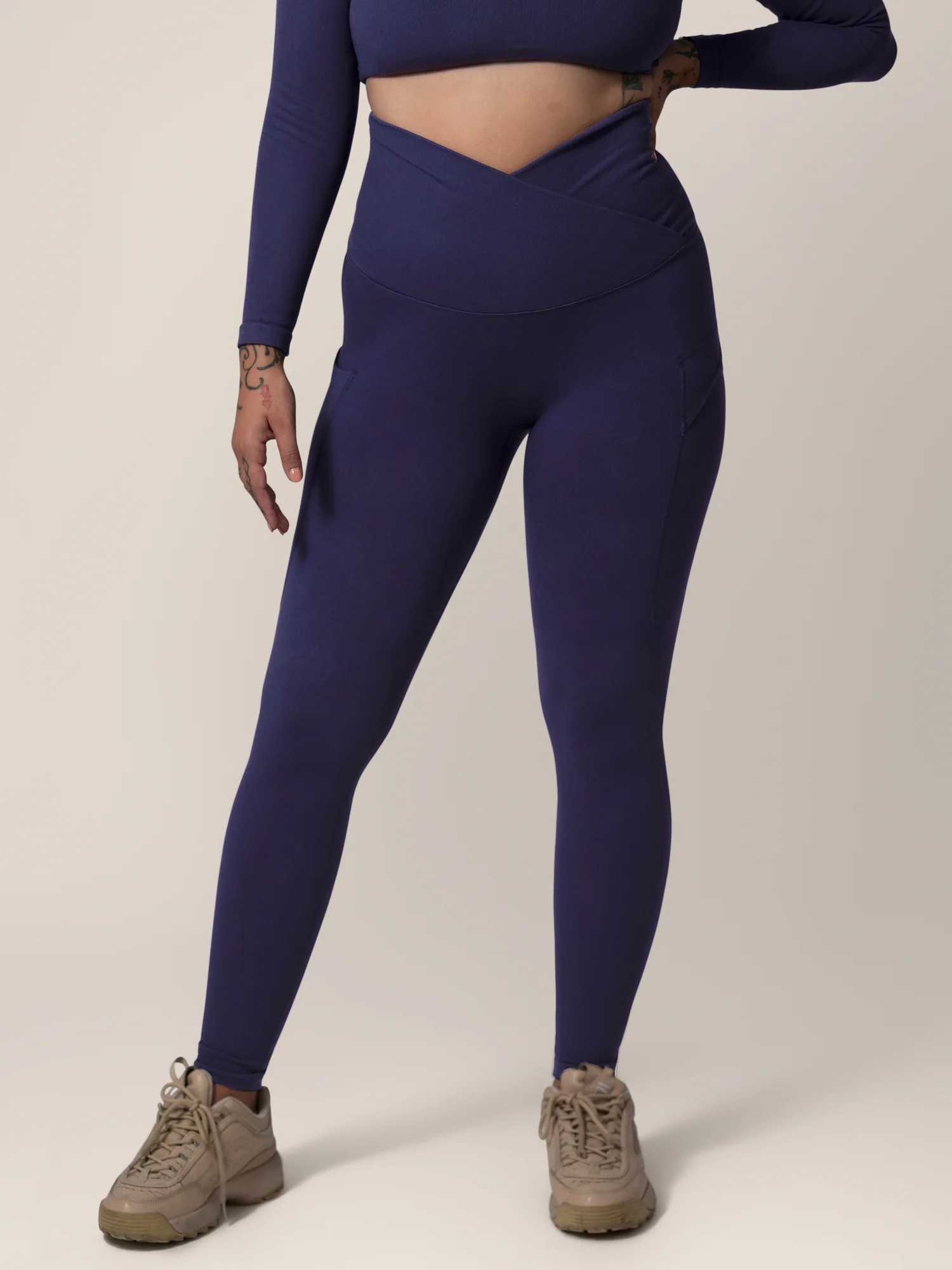 Sublime® Bamboo Maternity & Postpartum Crossover Legging | Navy - Image 3
