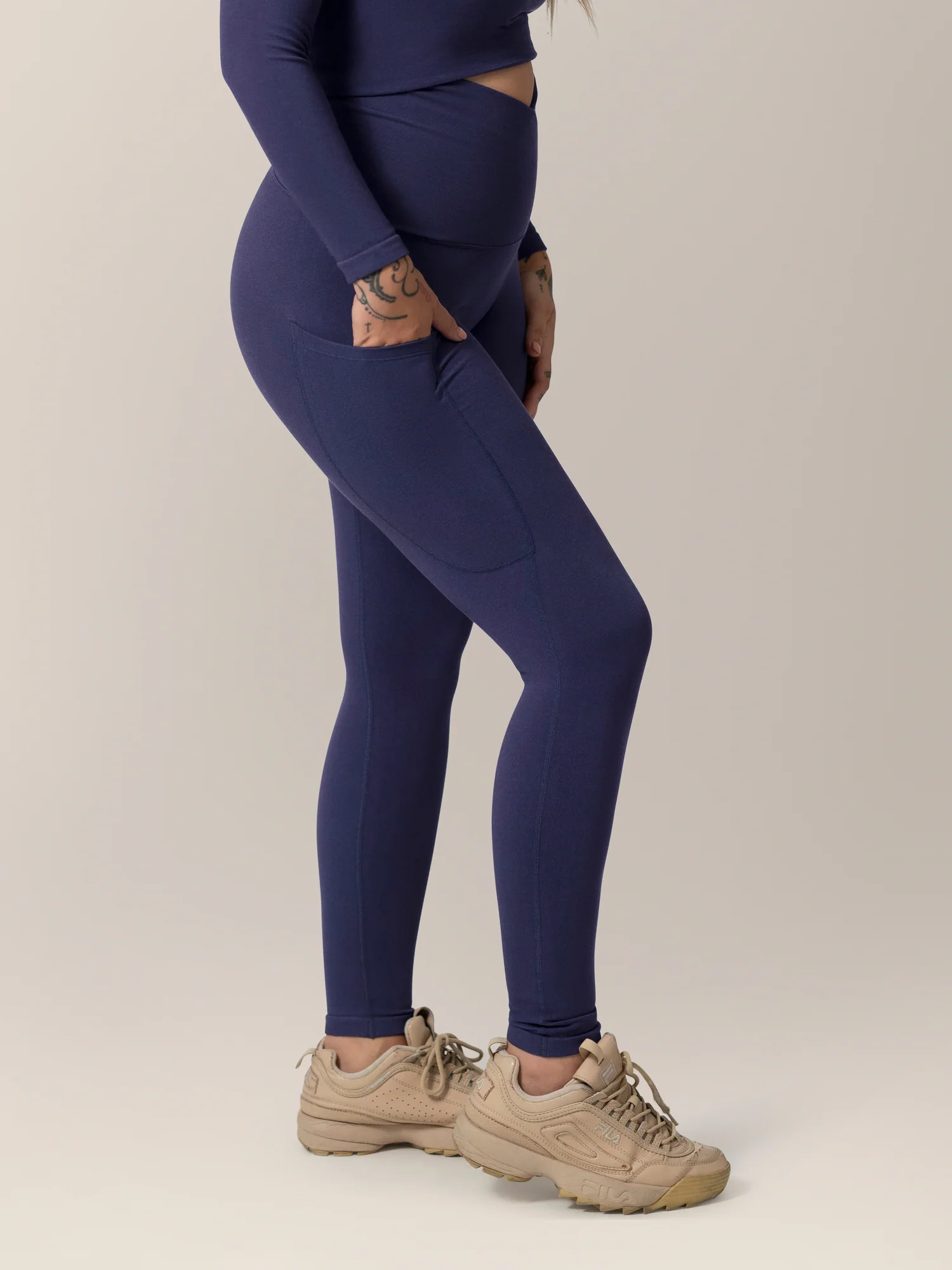 Sublime® Bamboo Maternity & Postpartum Crossover Legging | Navy - Image 4