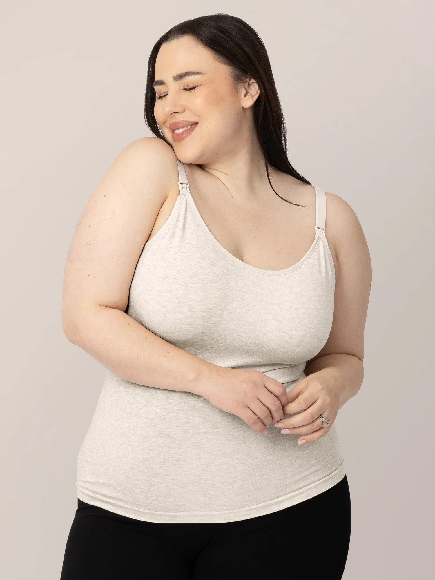 Sublime® Bamboo Nursing Cami Two-Pack | Black & Oatmeal Heather - Image 5