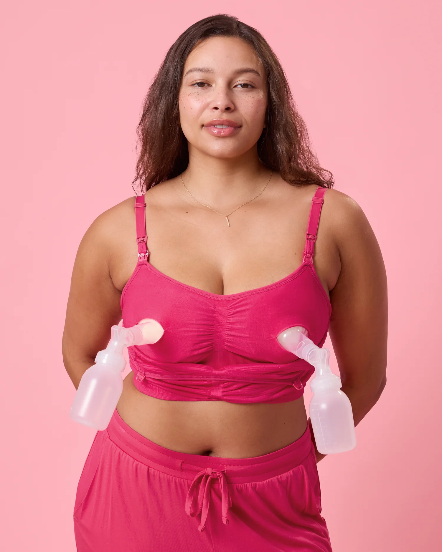 Sublime® Hands-Free Pumping & Nursing Bra | Raspberry Pink - Image 2